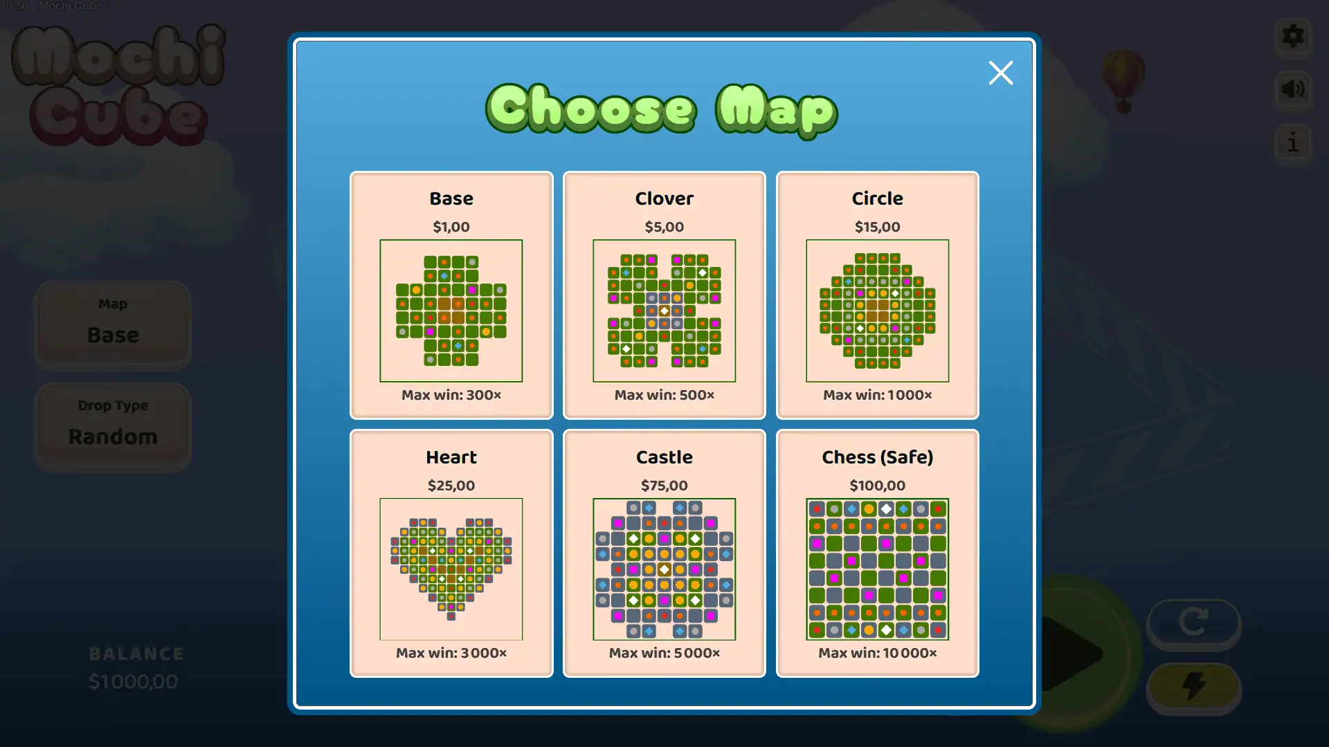 Mochi Cube bonus buy menu