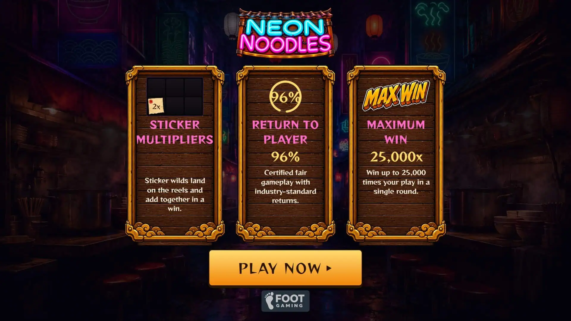 Neon Noodles slot intro screen