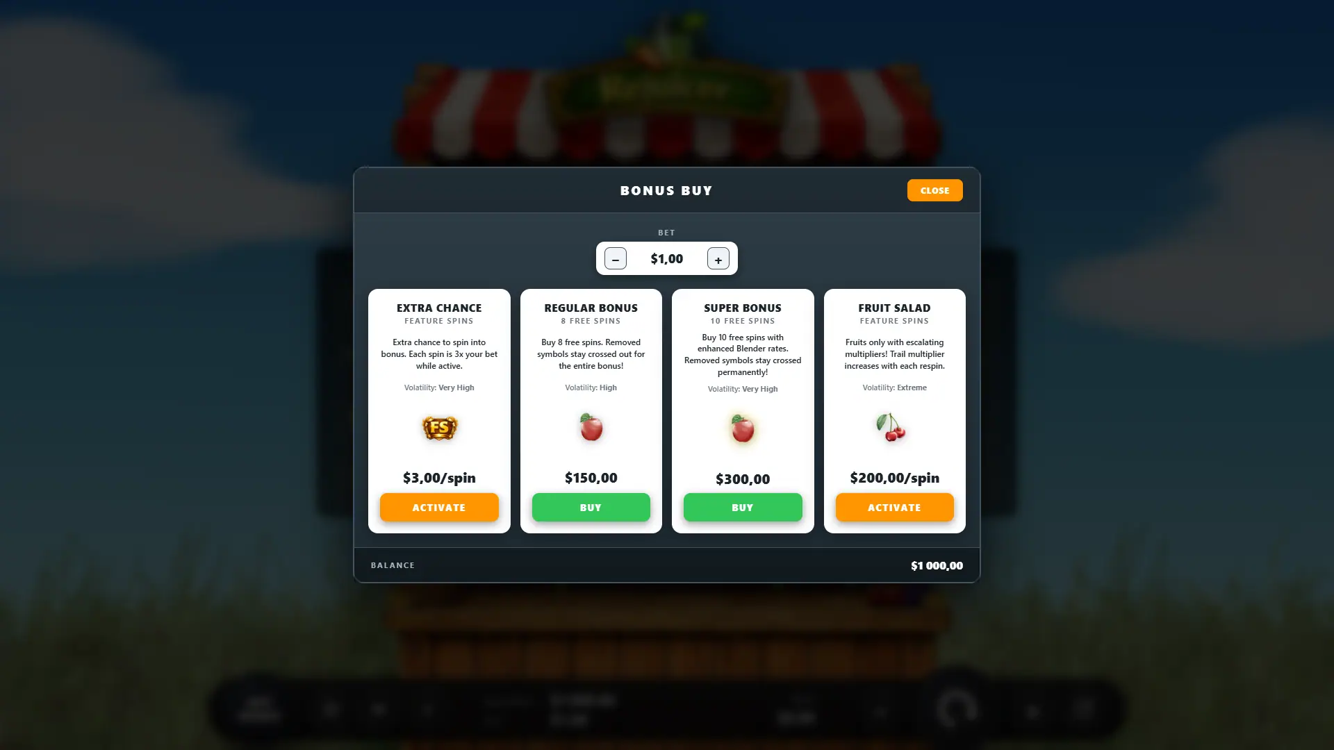 Rejuicer bonus buy menu