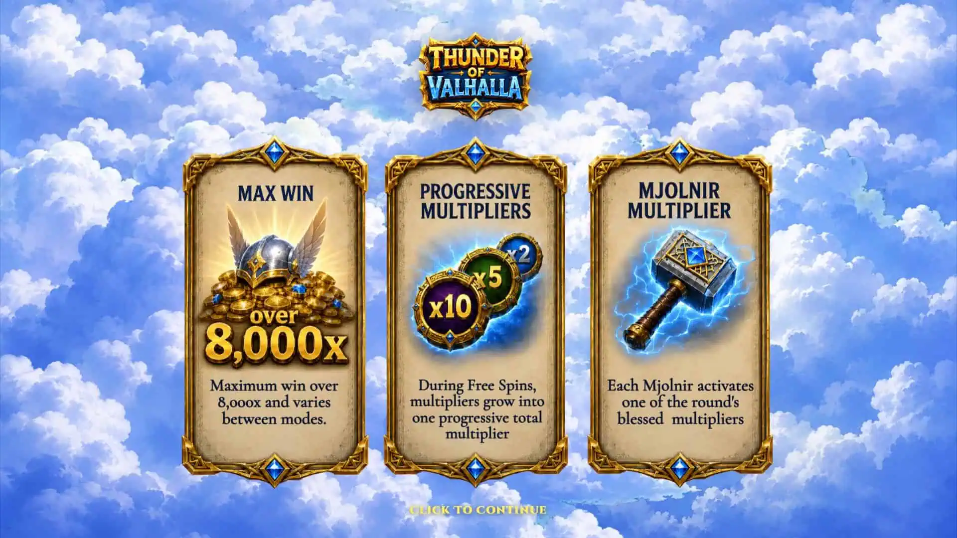 Thunder of Valhalla slot intro screen