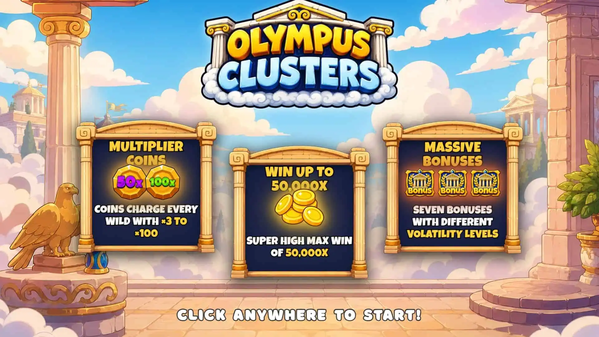 Olympus Clusters slot intro screen
