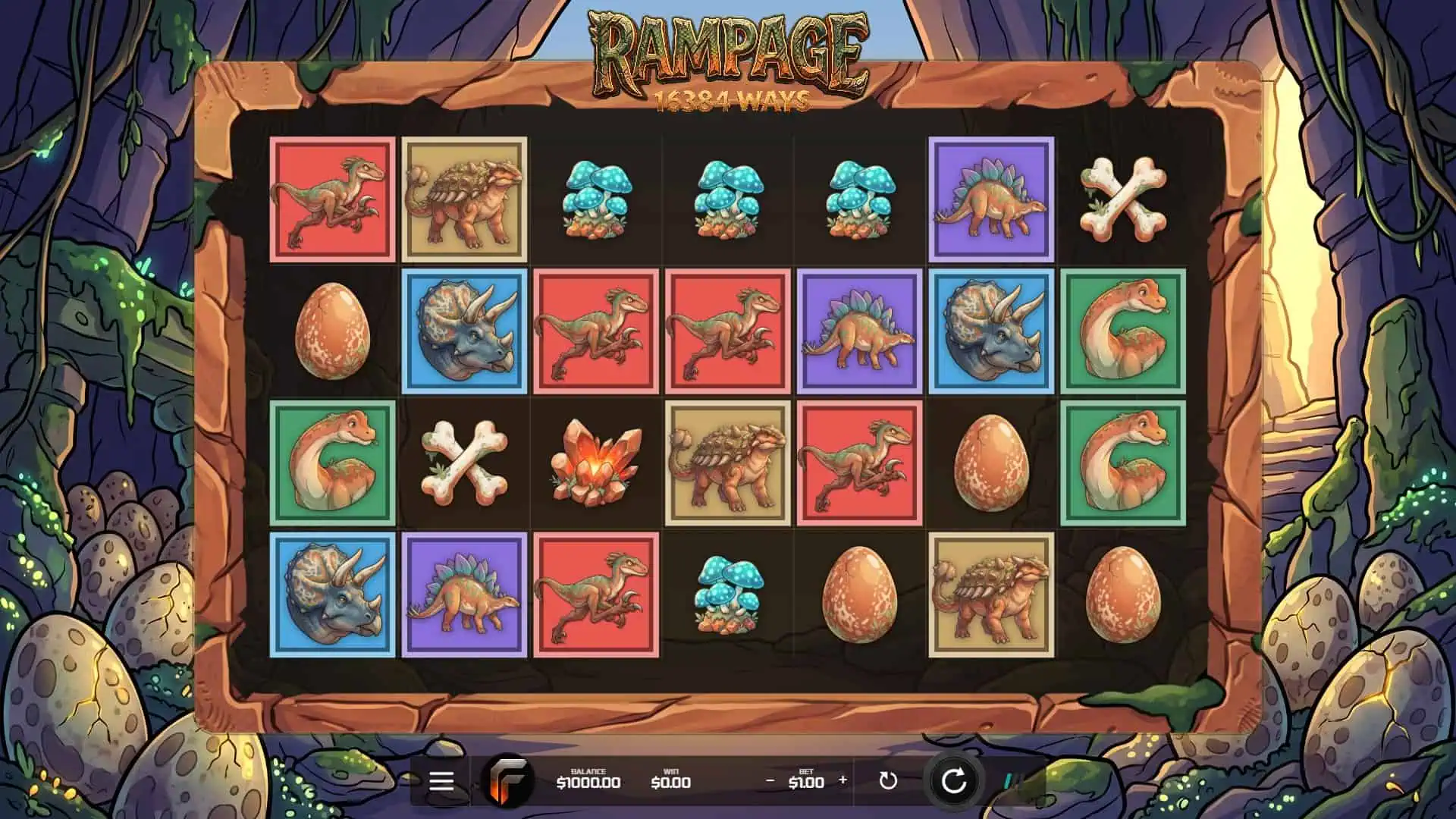Rampage 16384 Ways slot gameplay reels