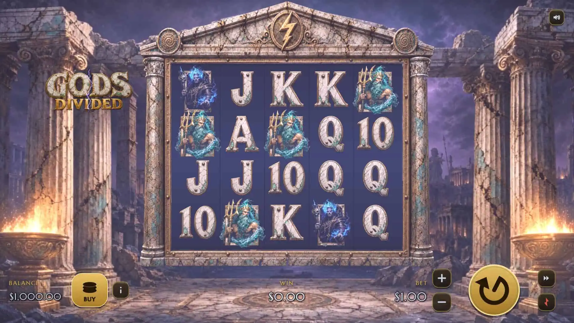 Gods Divided slot gameplay reels