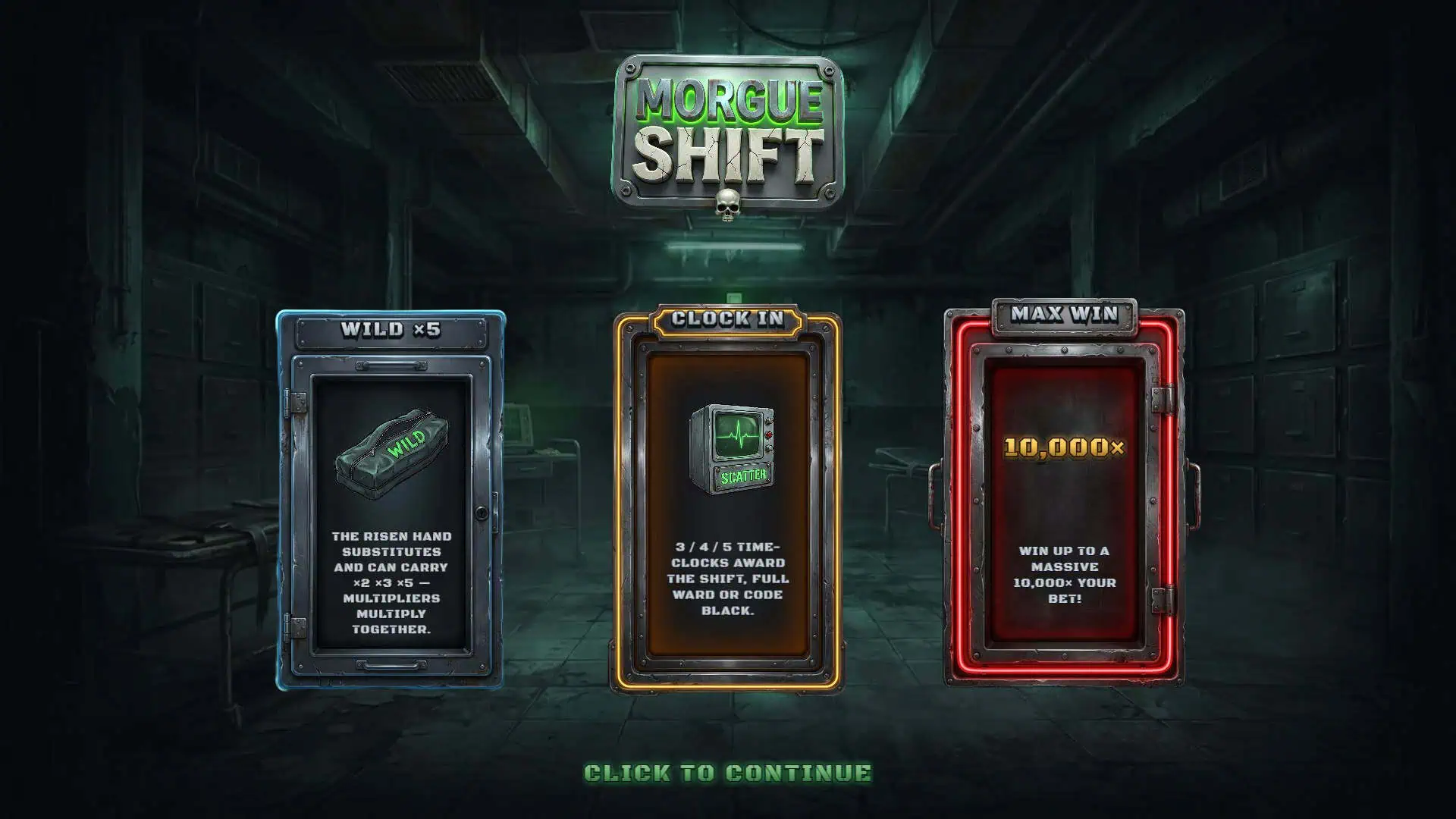 Morgue Shift slot intro screen