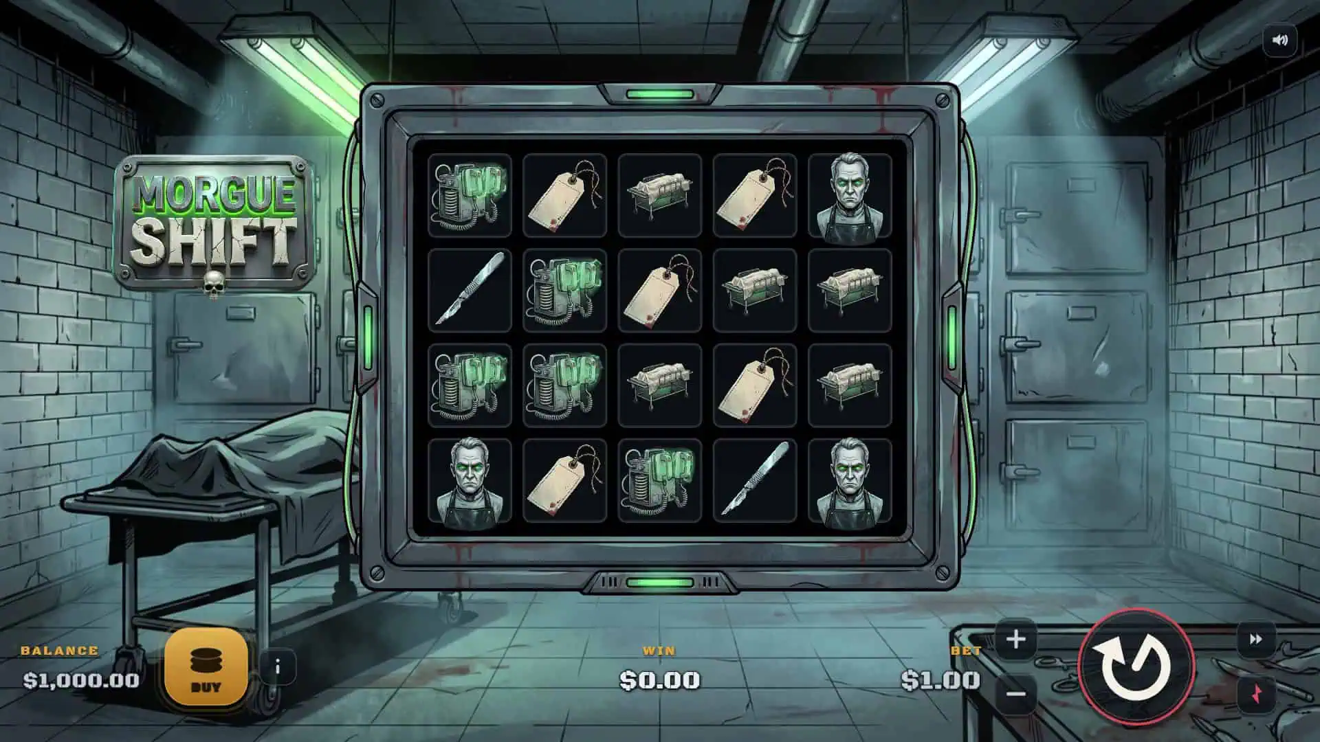 Morgue Shift slot gameplay reels