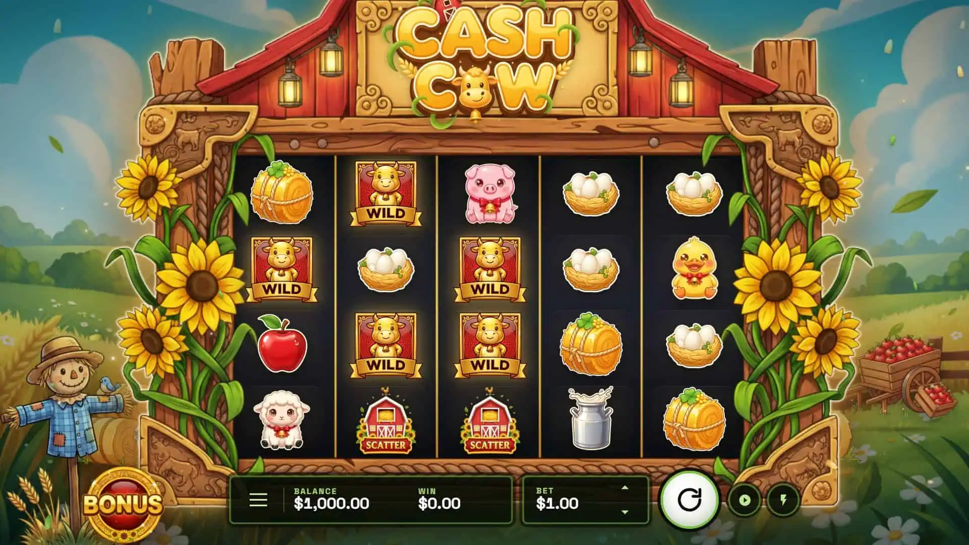 Cash Cow slot gameplay reels