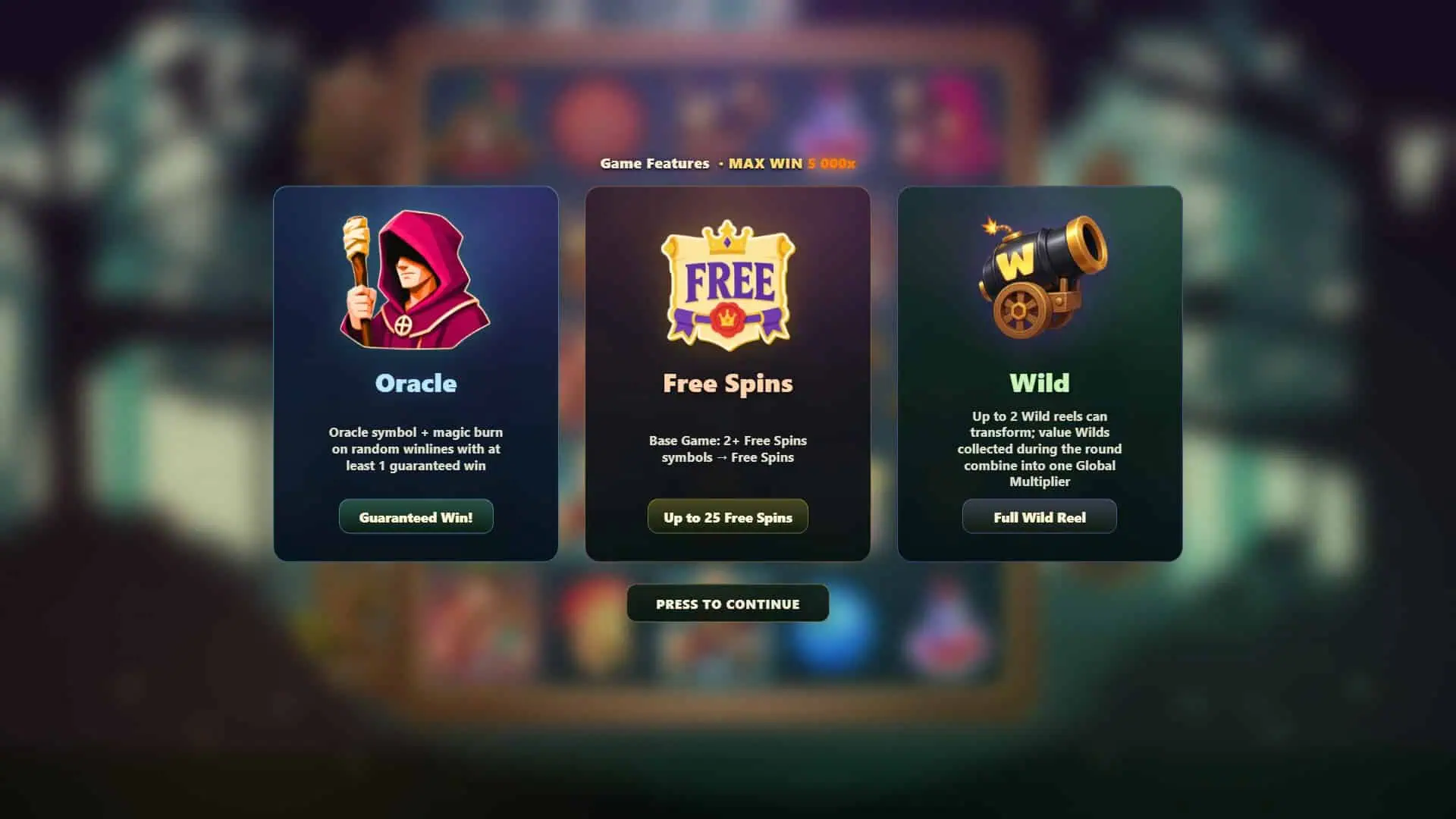 Bombard slot intro screen