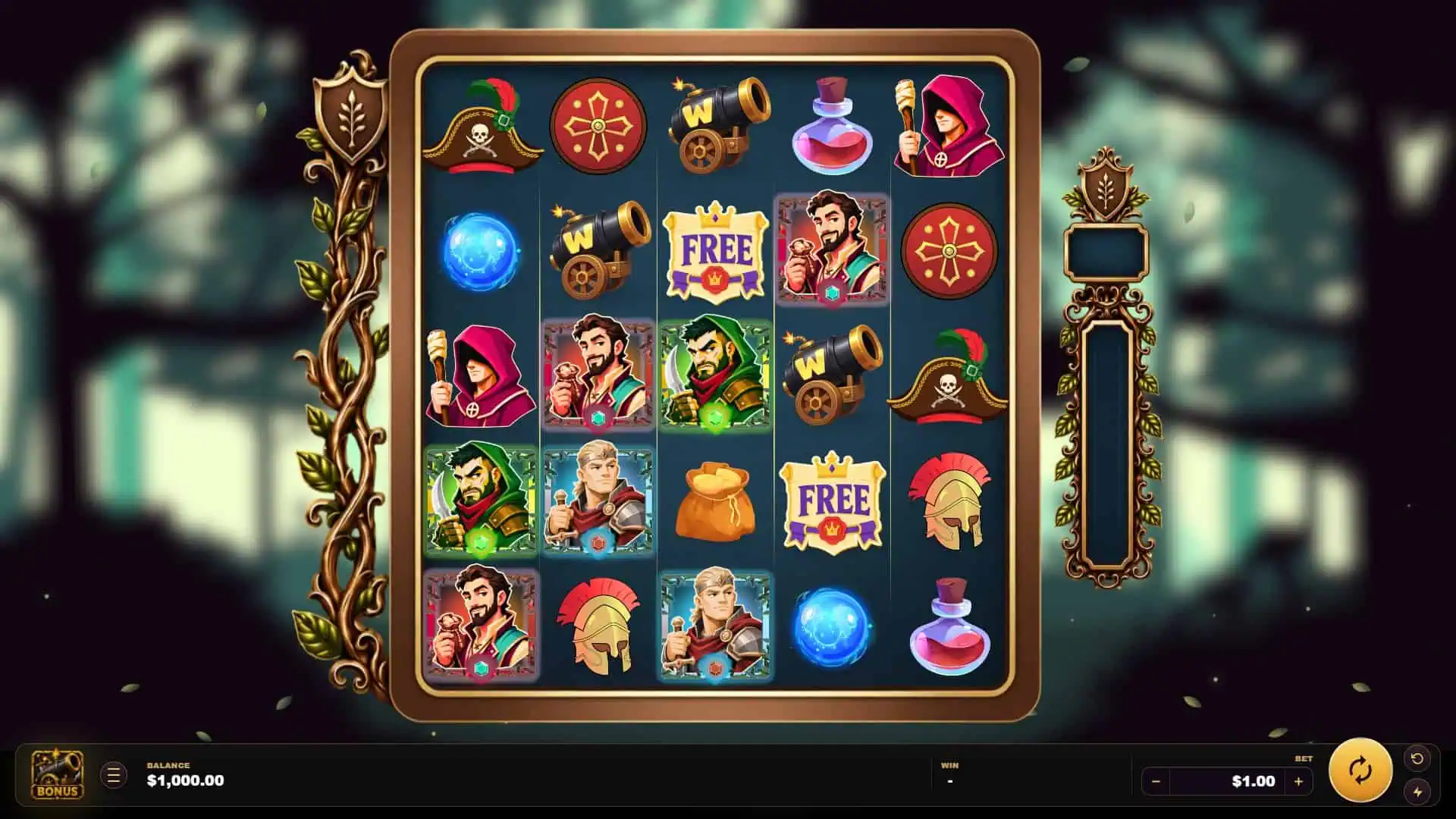 Bombard slot gameplay reels