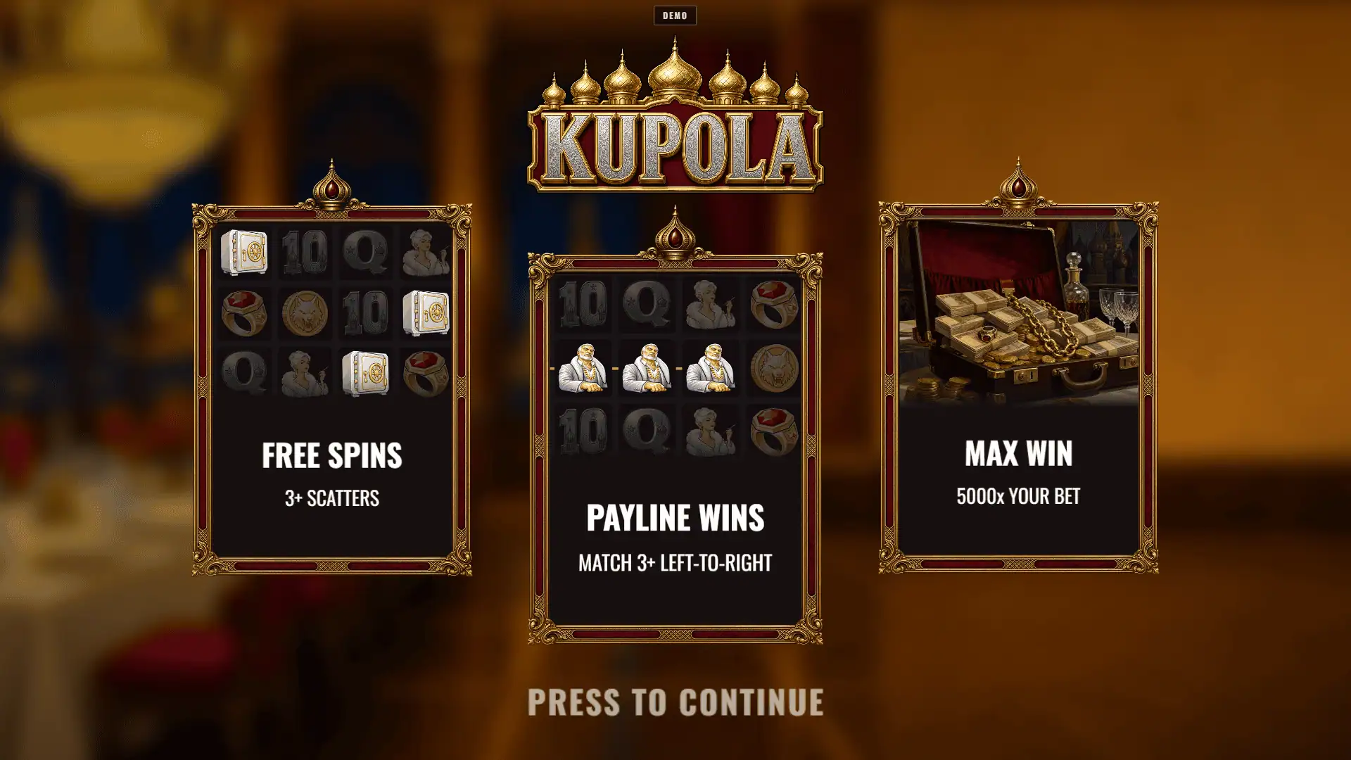 Kupola slot intro screen