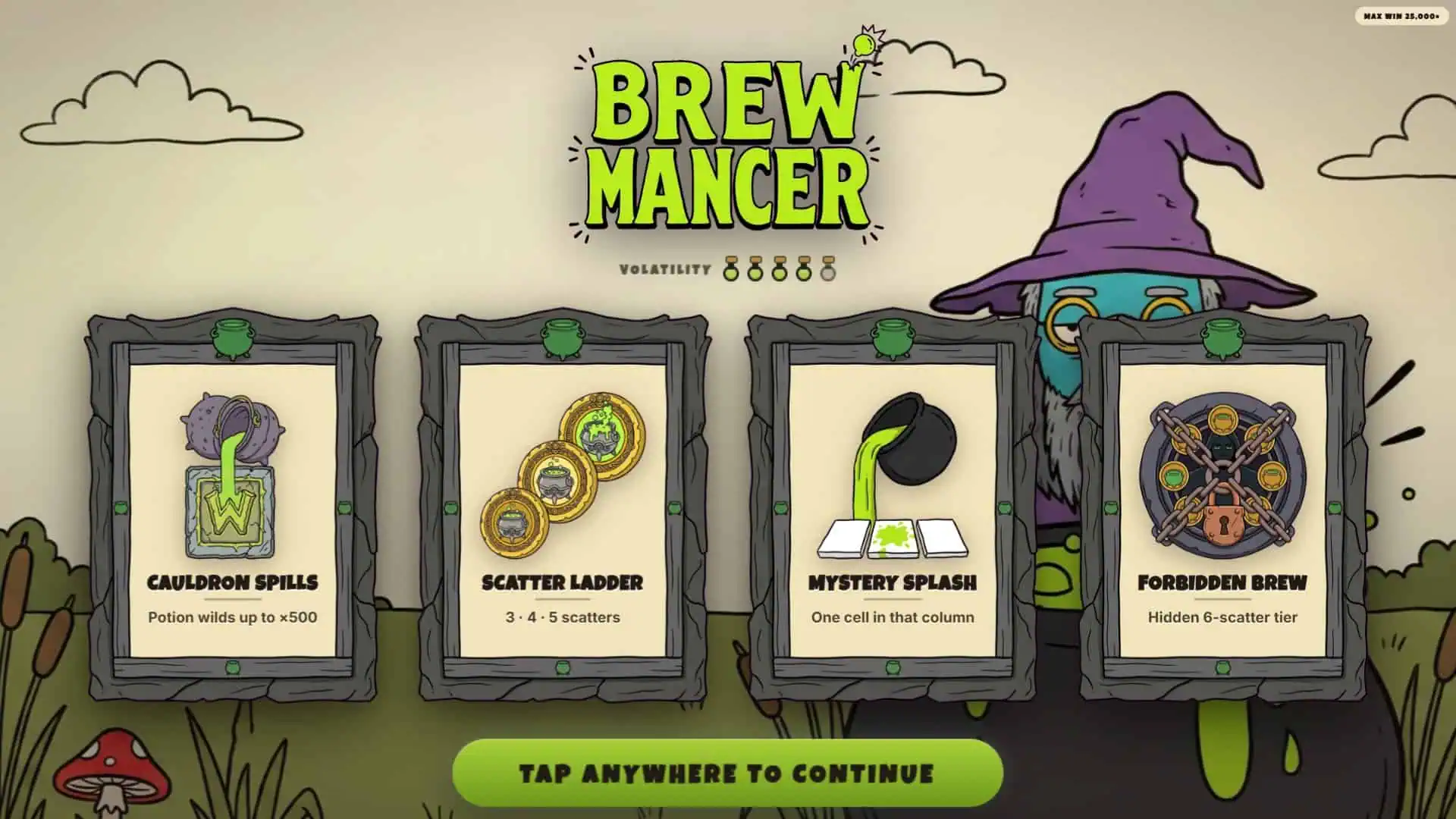 Brew Mancer slot intro screen