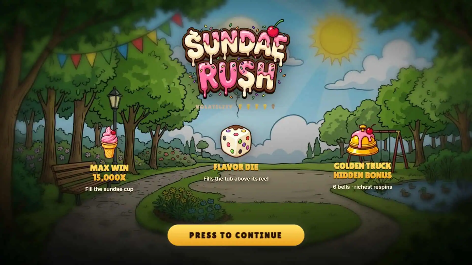Sundae Rush slot intro screen