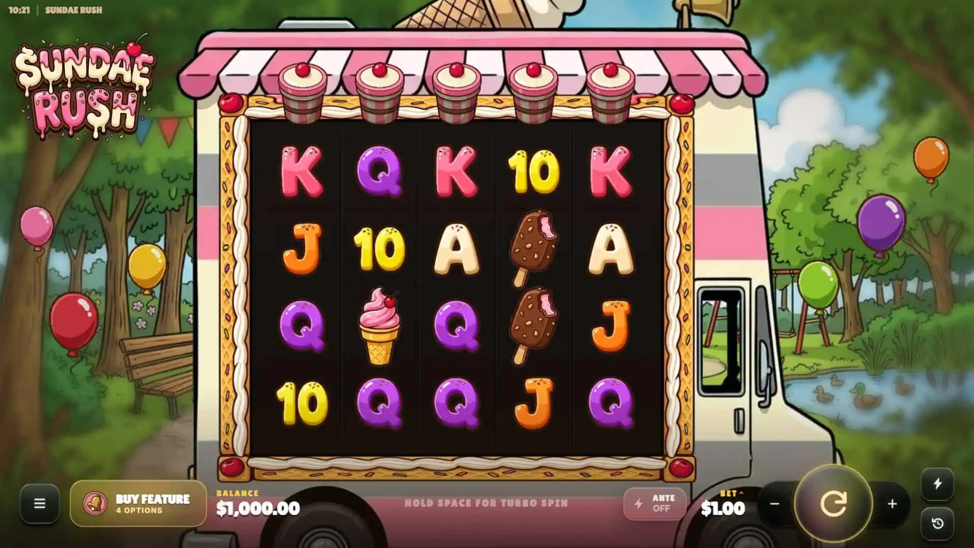 Sundae Rush slot gameplay reels