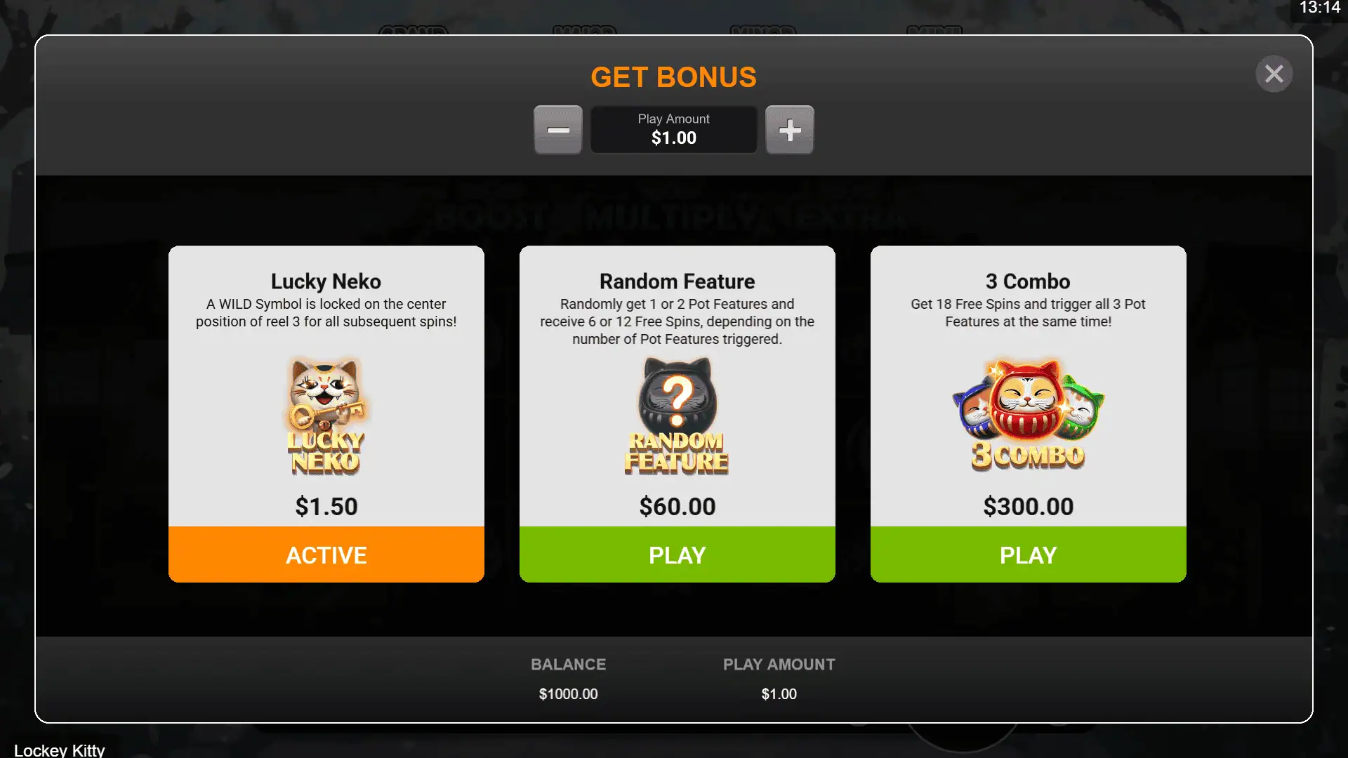 Lockey Kitty bonus buy menu