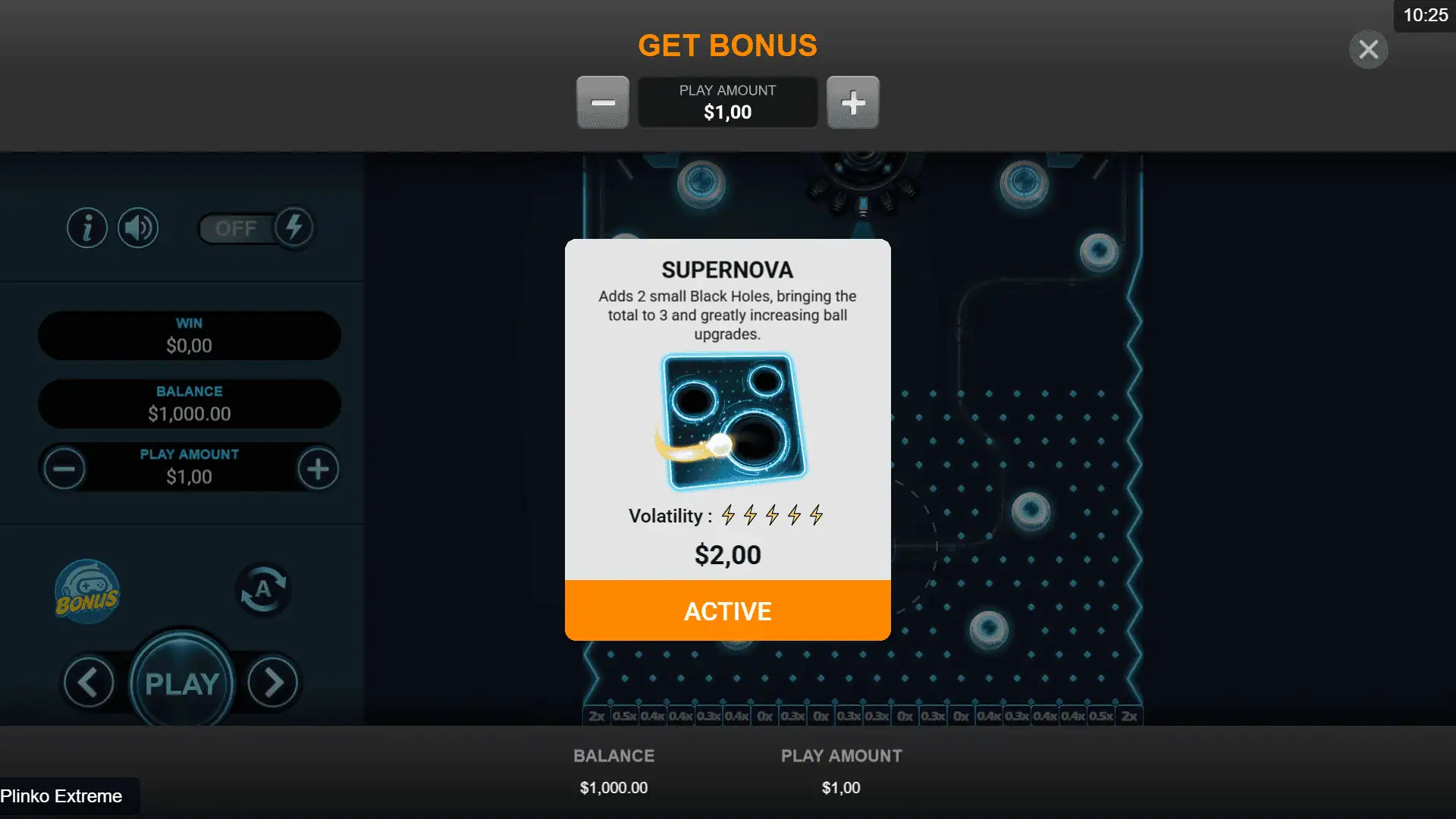 Plinko Extreme bonus buy menu