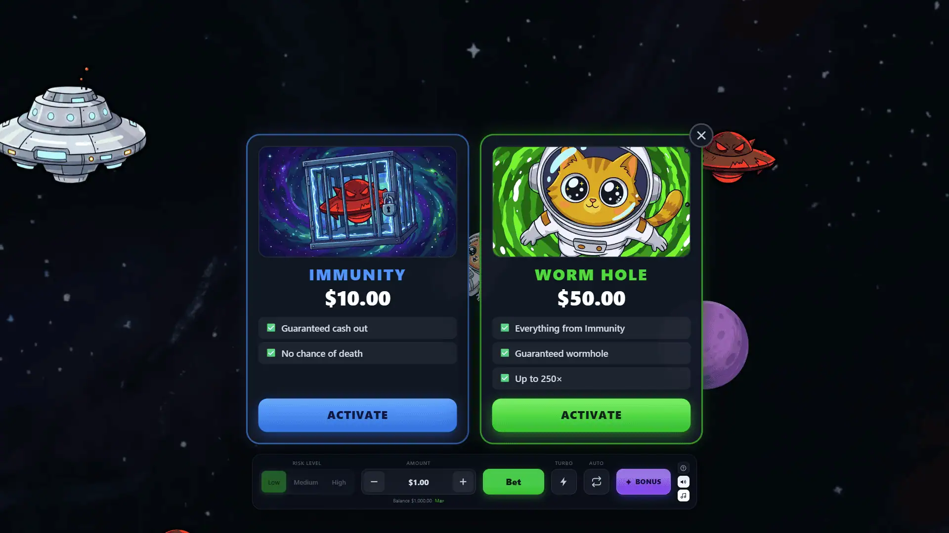 Space Kitty bonus buy menu