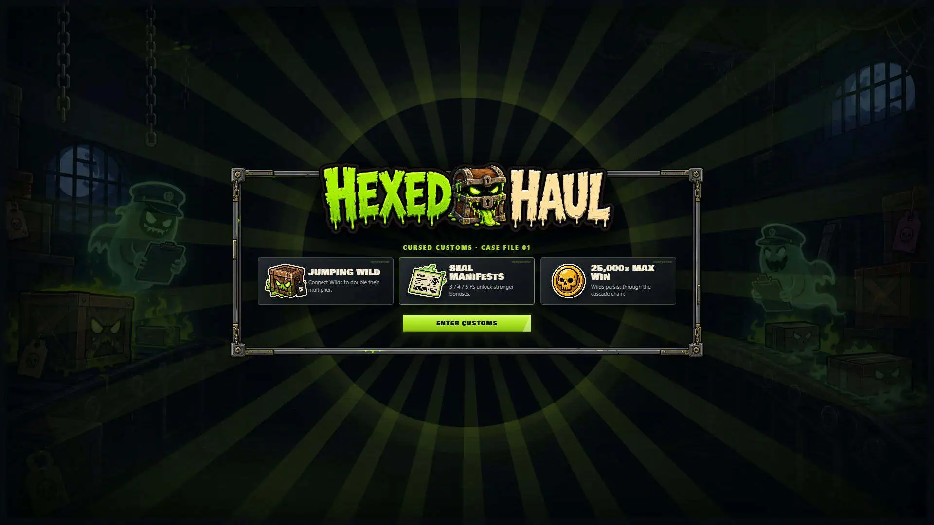 Hexed Haul slot intro screen