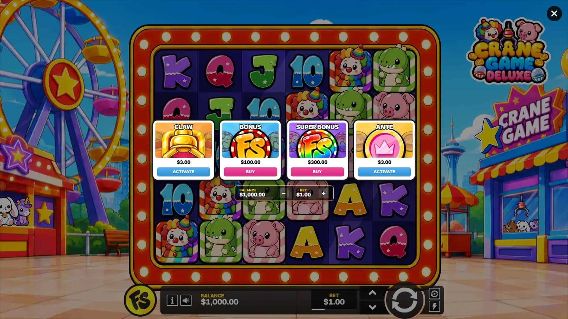Crane Game Deluxe bonus buy menu