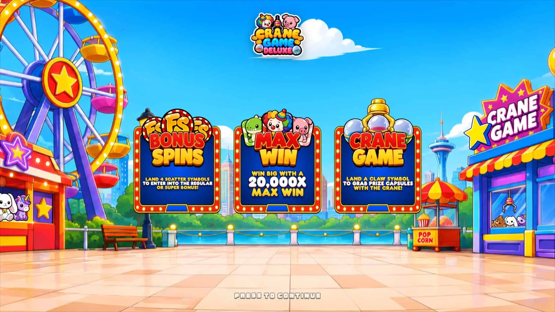 Crane Game Deluxe slot intro screen