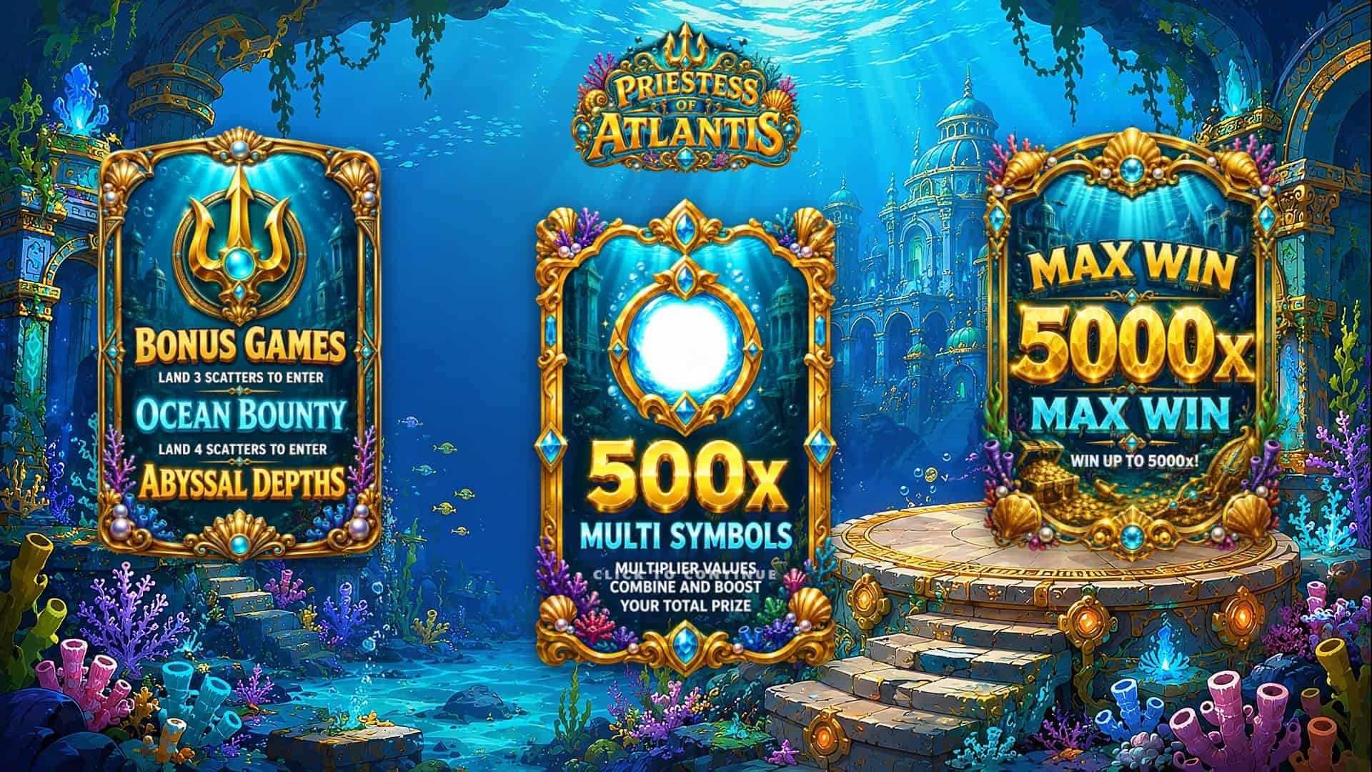 Priestess of Atlantis slot intro screen