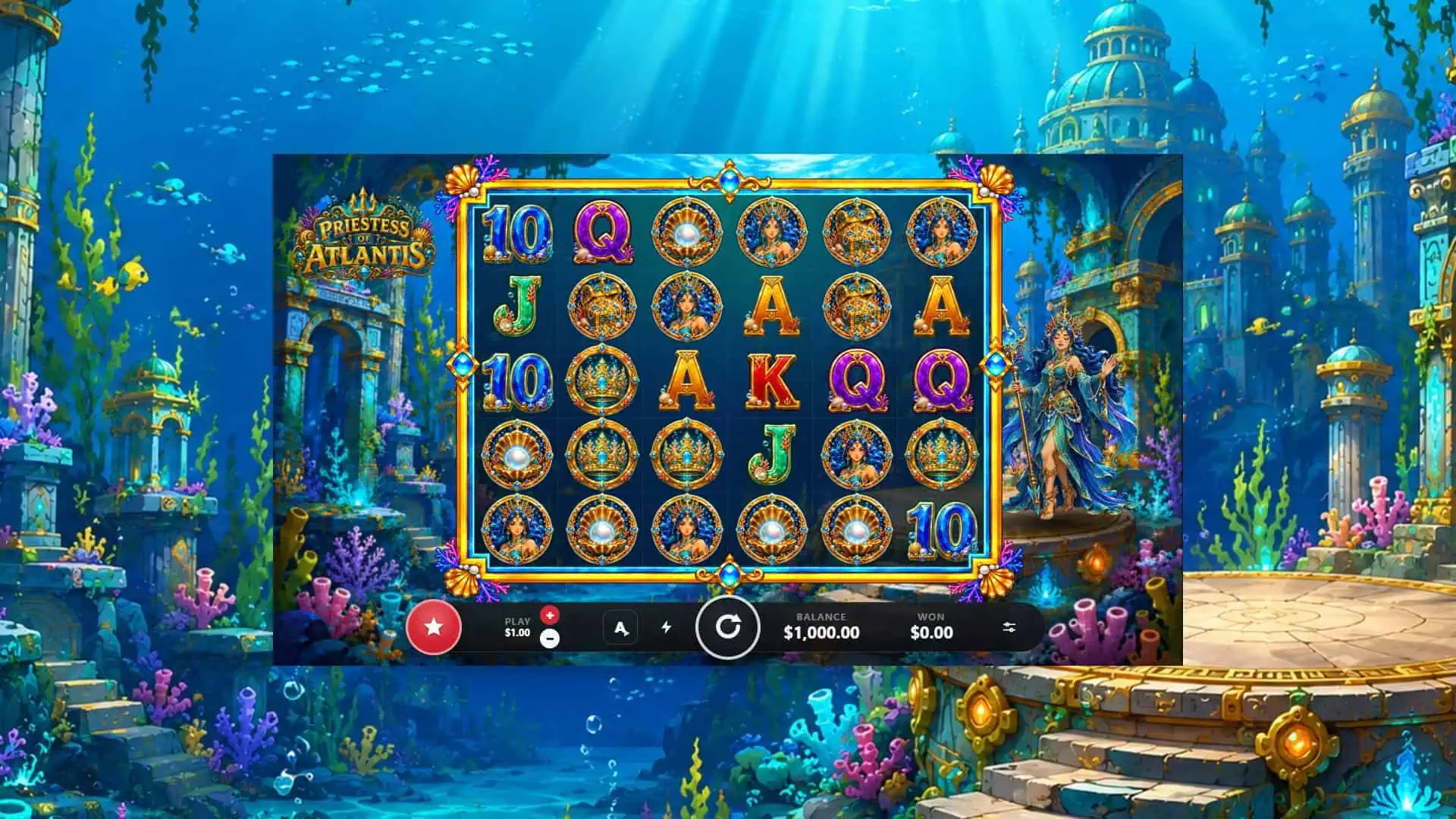 Priestess of Atlantis slot gameplay reels