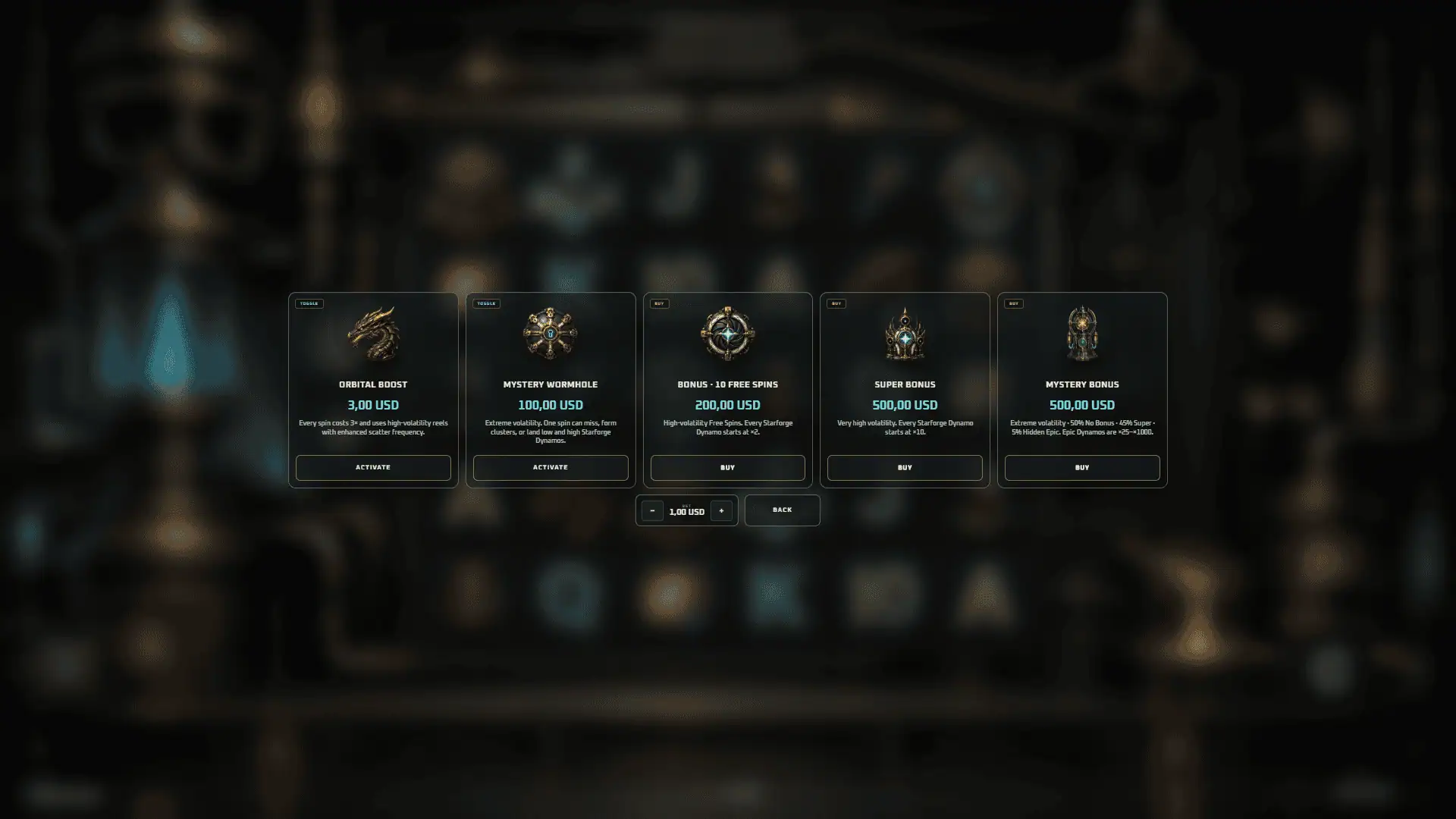 Astral Foundry bonus buy menu