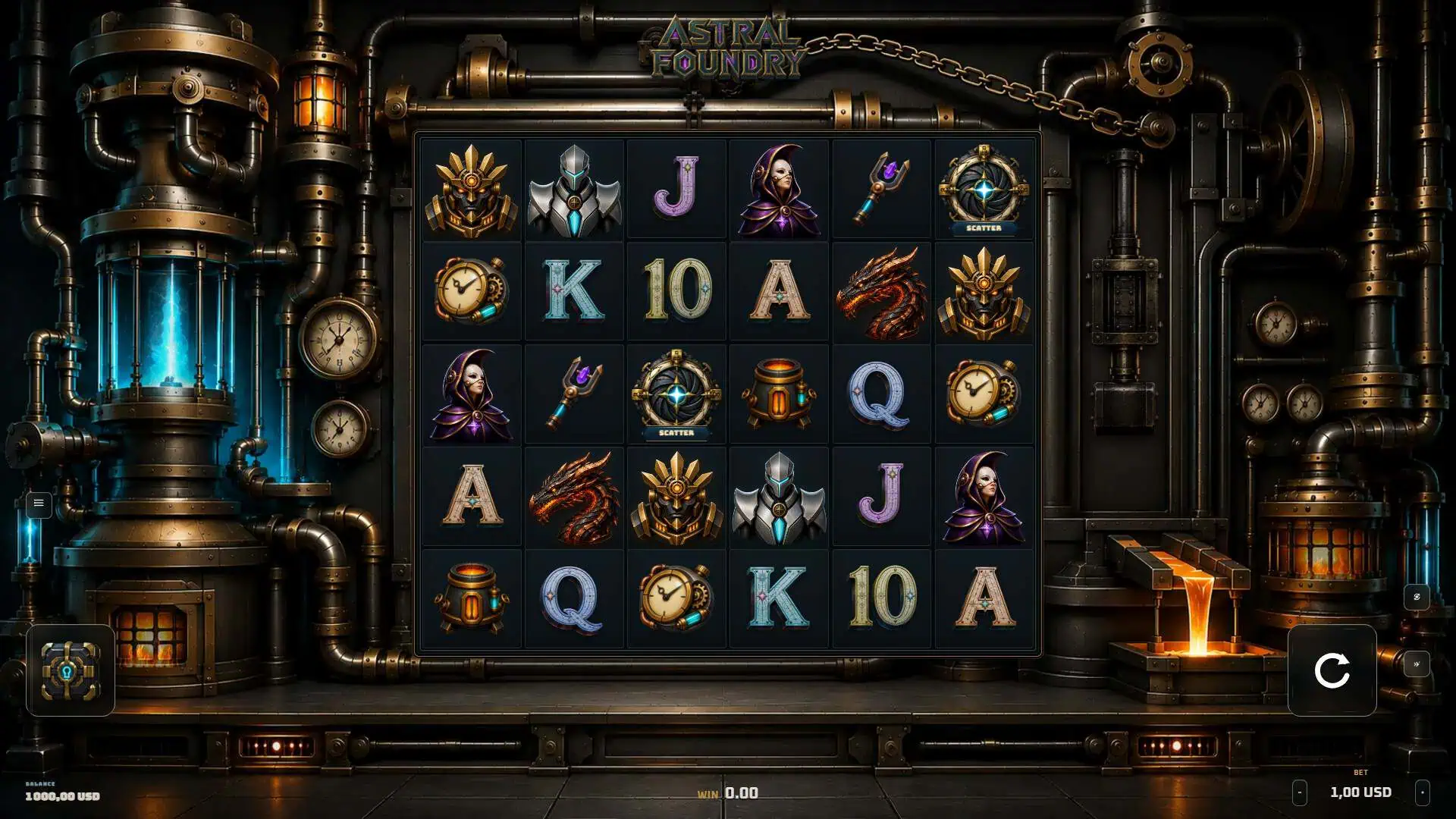 Astral Foundry slot gameplay reels