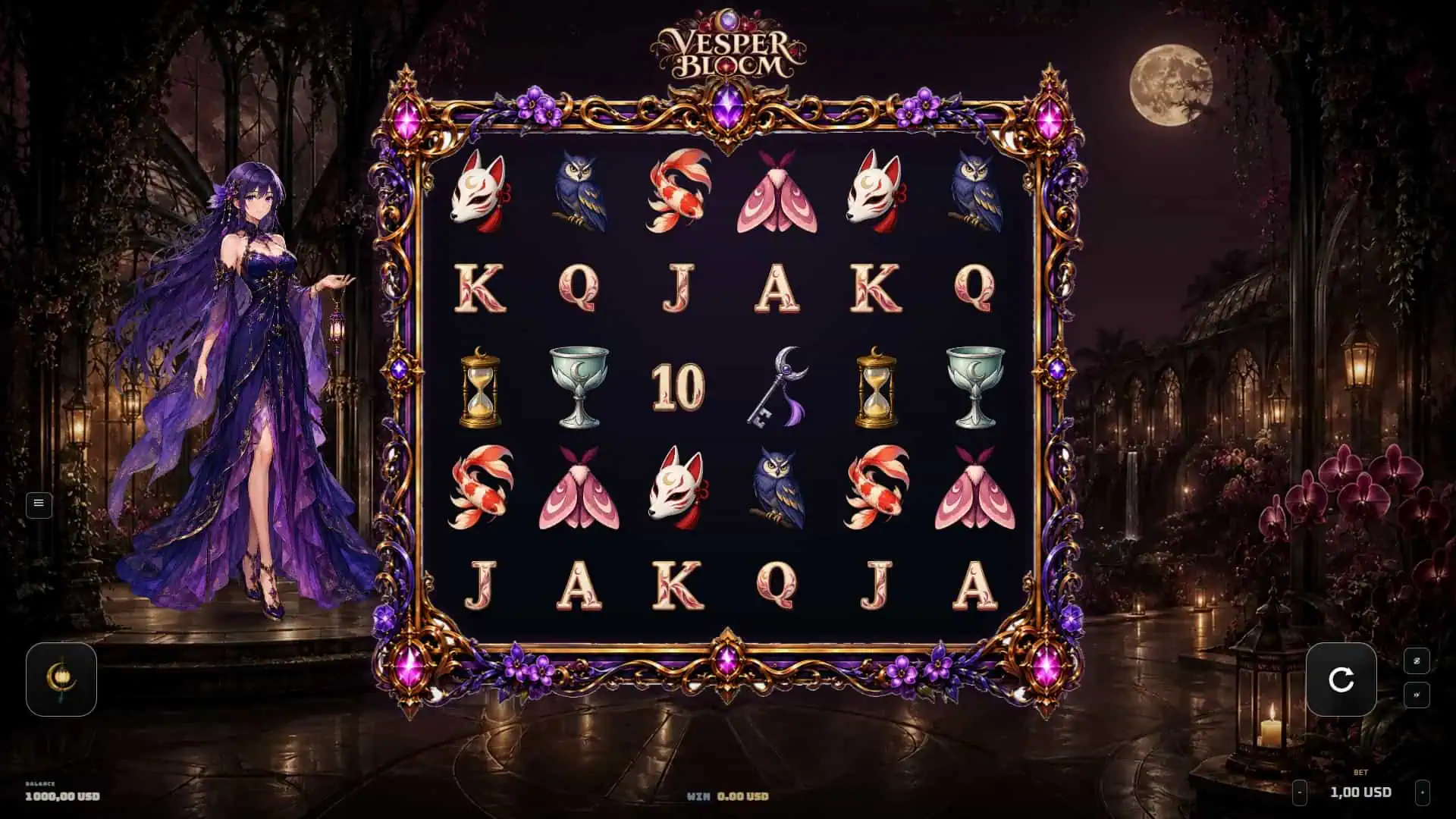 Vesper Bloom slot gameplay reels