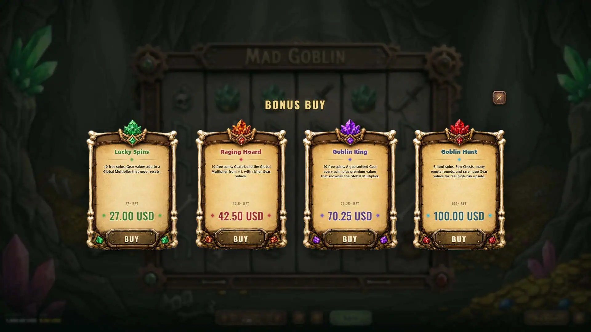 mad goblin bonus buy menu