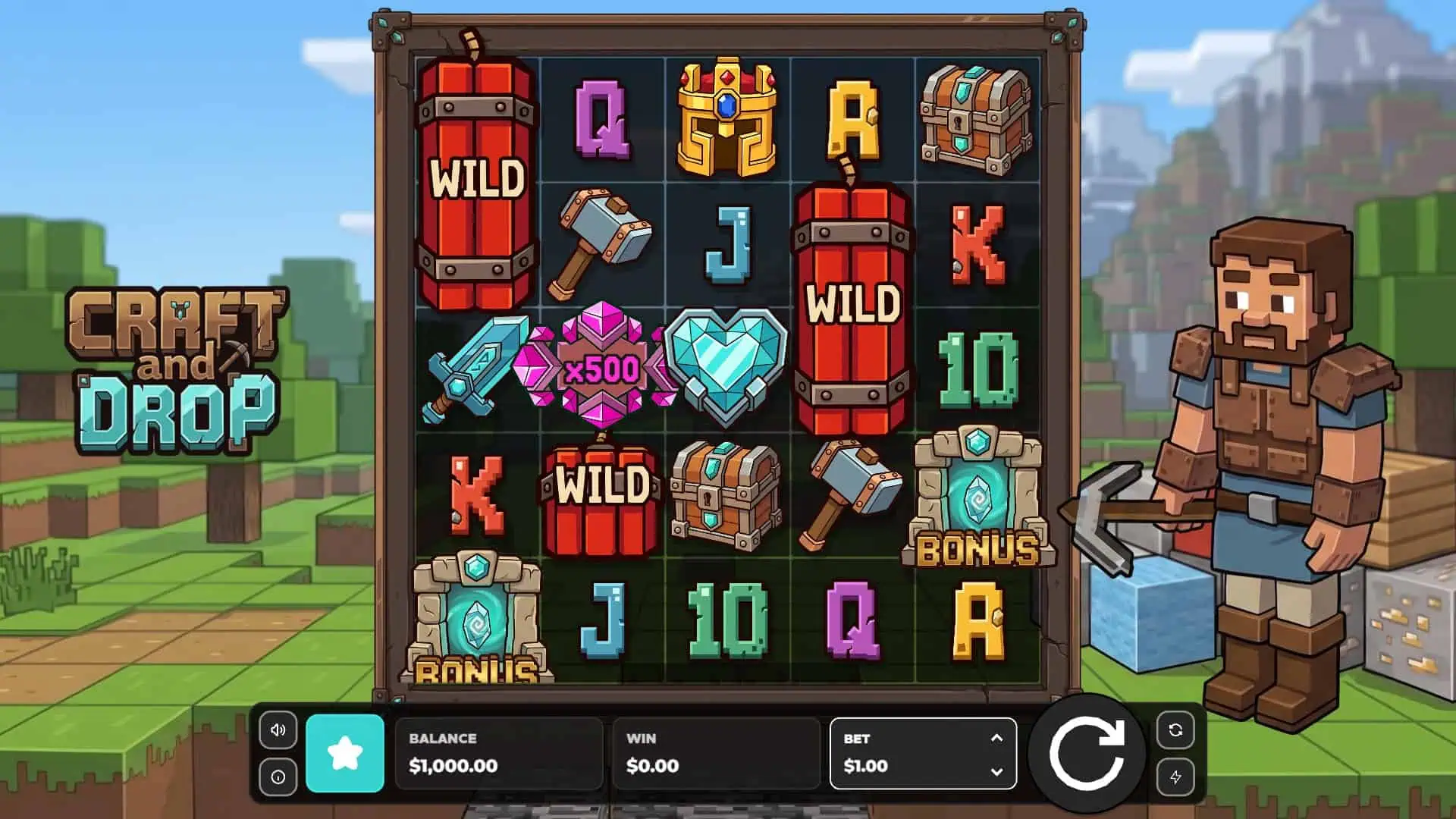 Craft And Drop slot gameplay reels