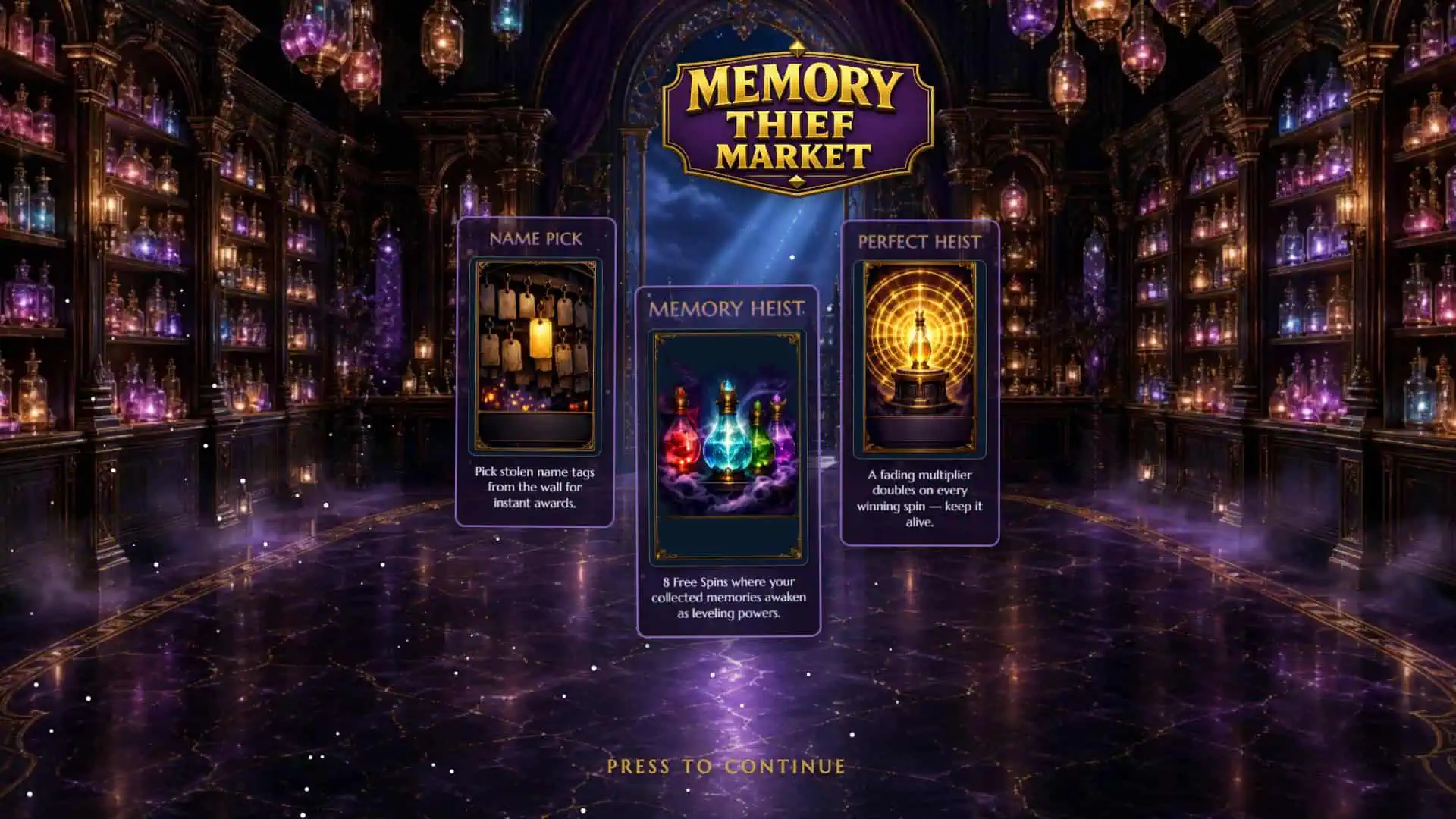 Memory Thief Market slot intro screen