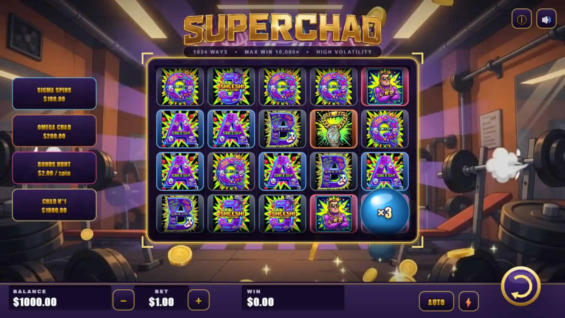 SuperChad slot gameplay reels