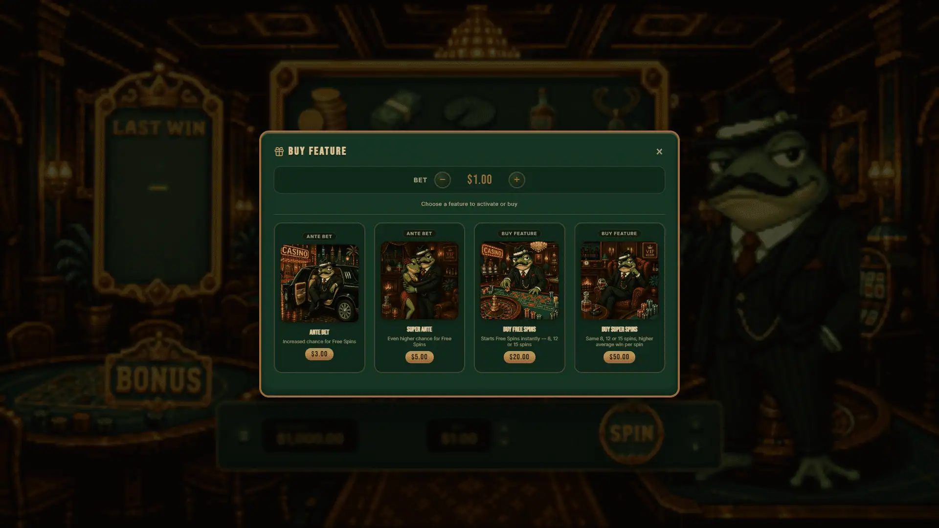 Frogfather bonus buy menu