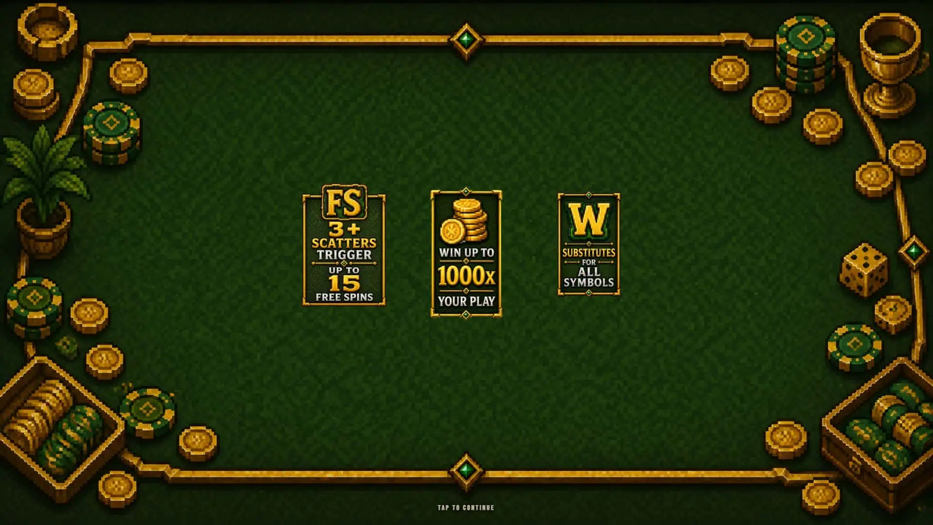 Frogfather slot intro screen