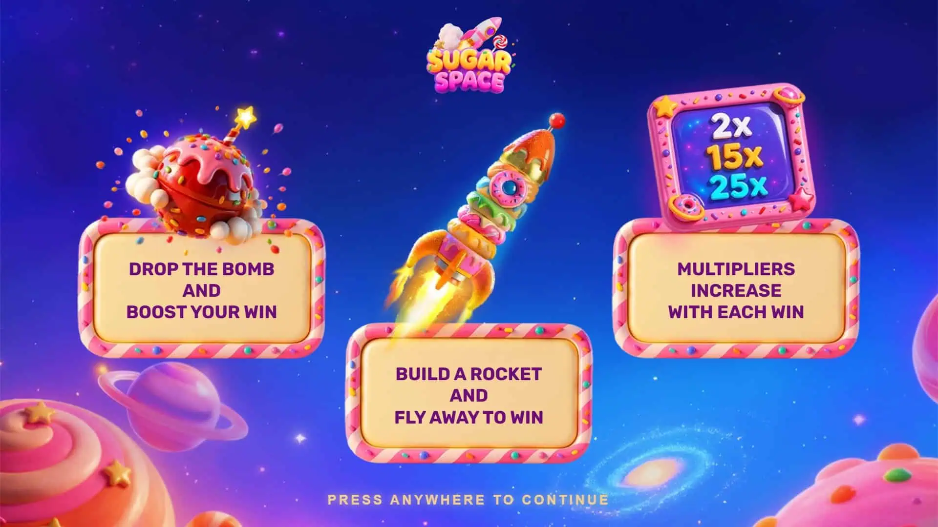 Sugar Space slot intro screen