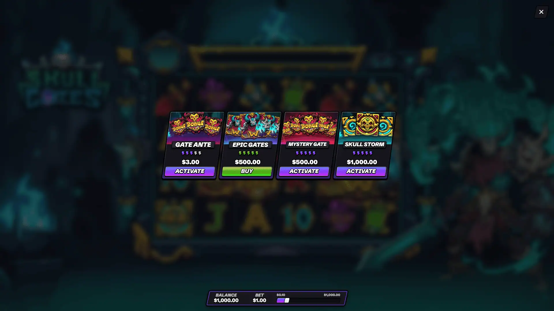 Skull Gates bonus buy menu