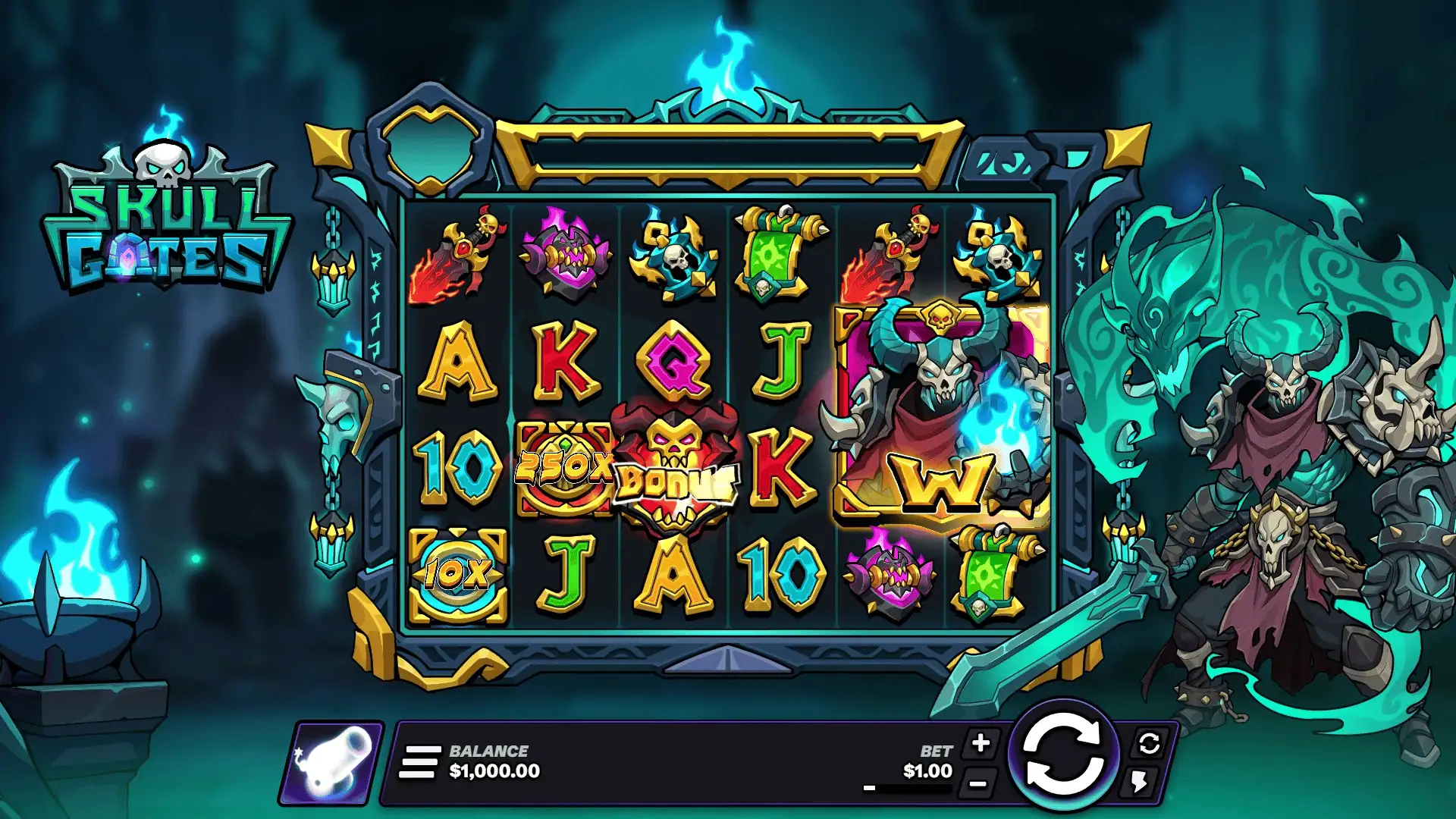 Skull Gates slot gameplay reels
