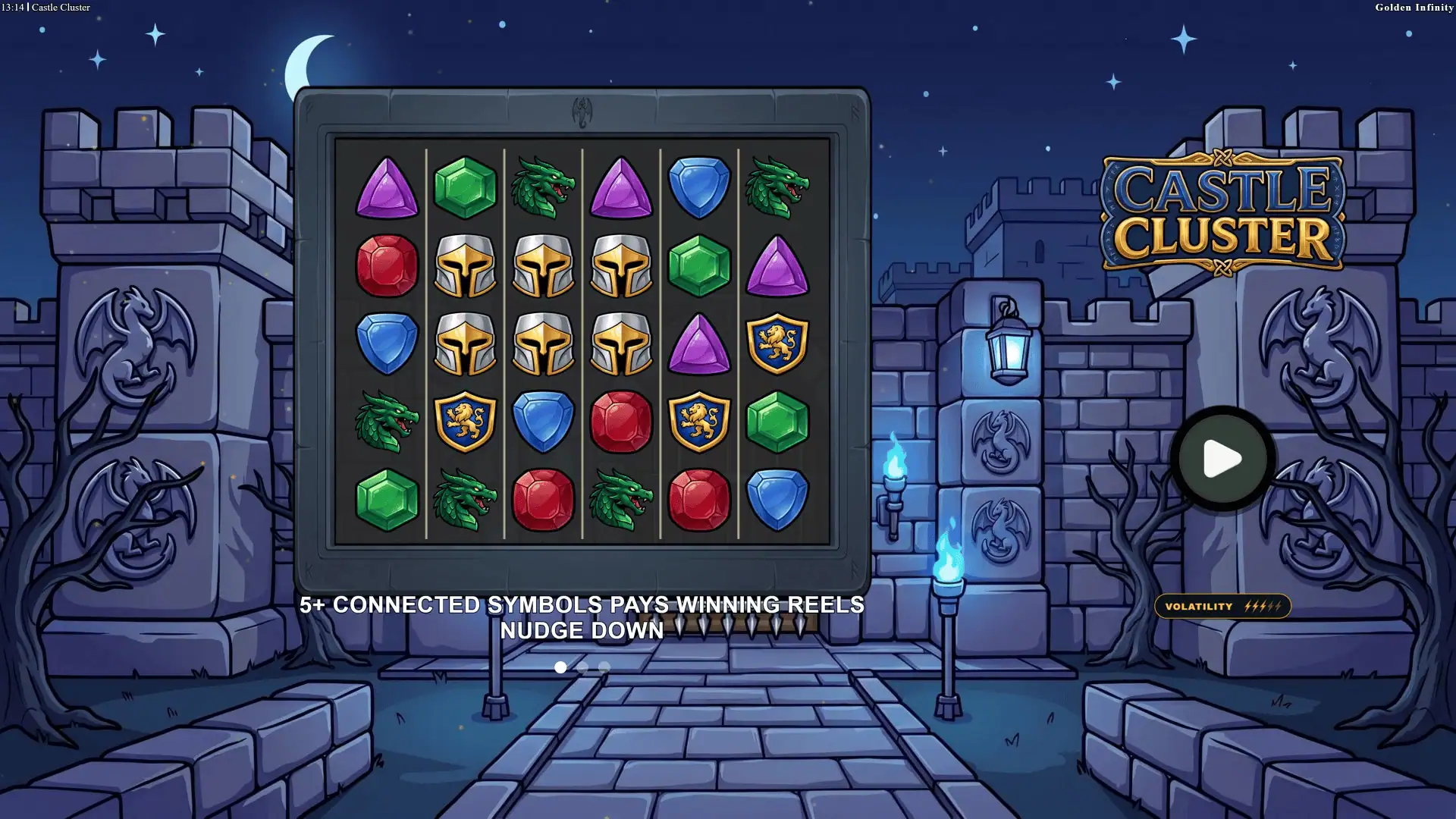 Castle Cluster slot intro screen
