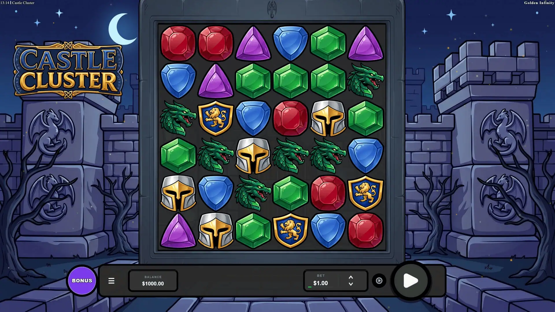 Castle Cluster slot gameplay reels