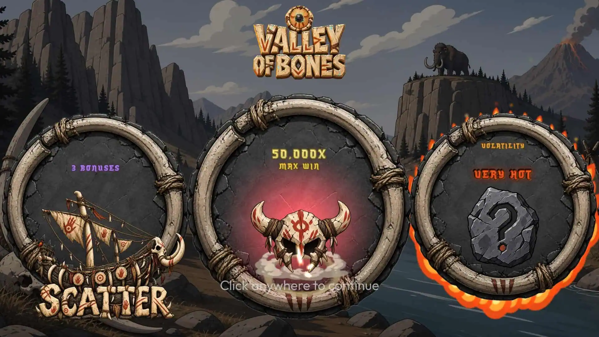 Valley of Bones slot intro screen