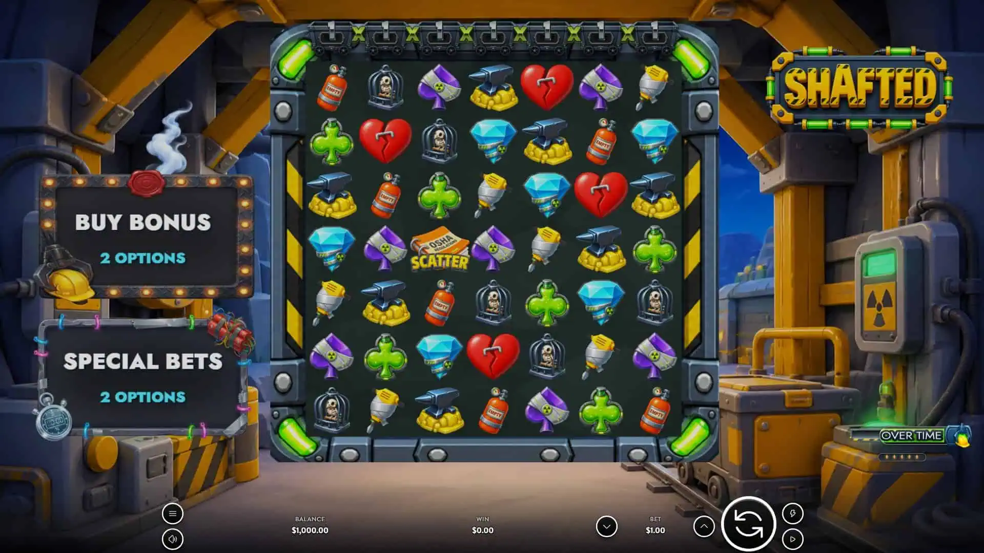 Shafted slot gameplay reels