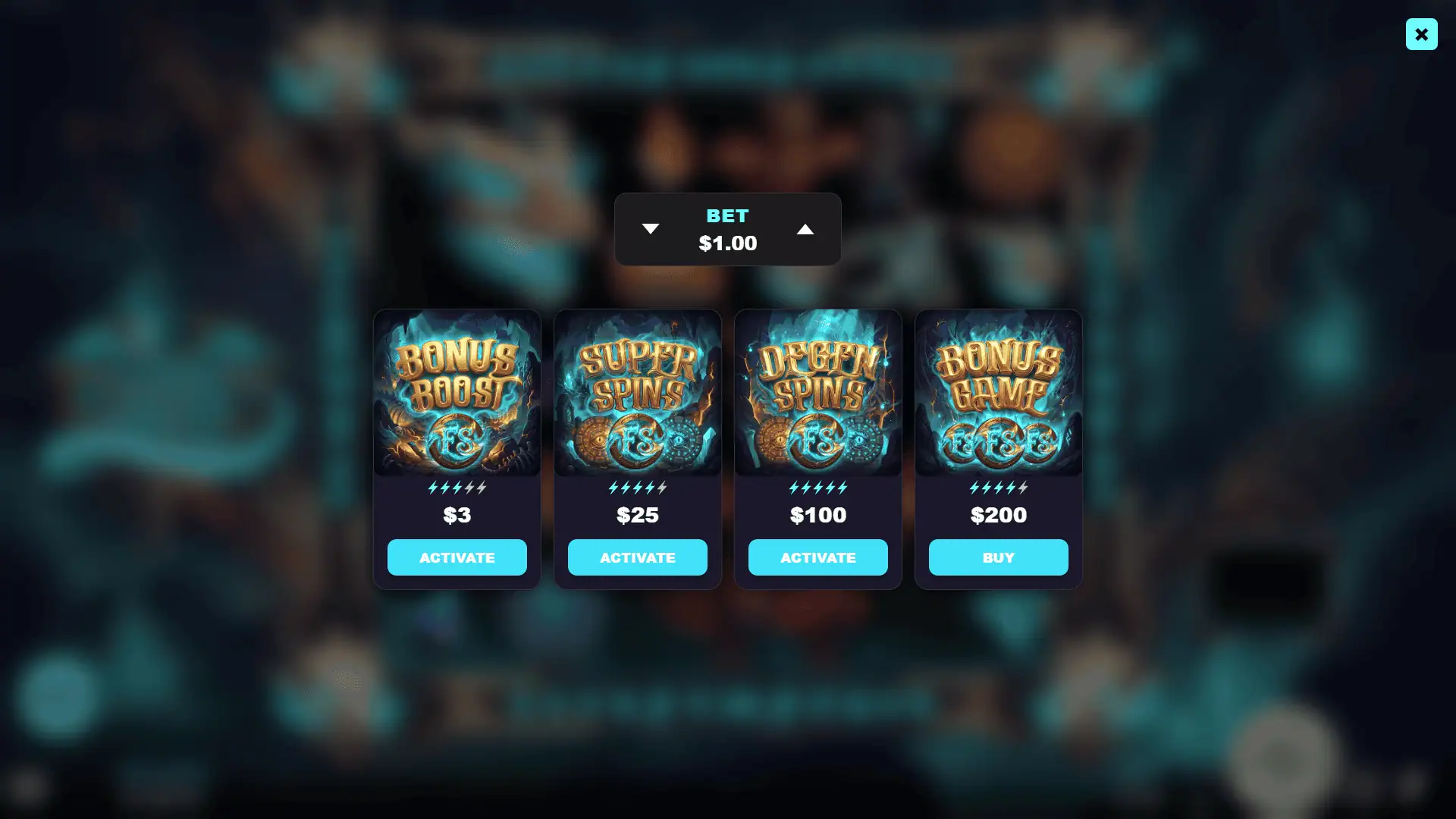 Eternal Dragon Souls bonus buy menu