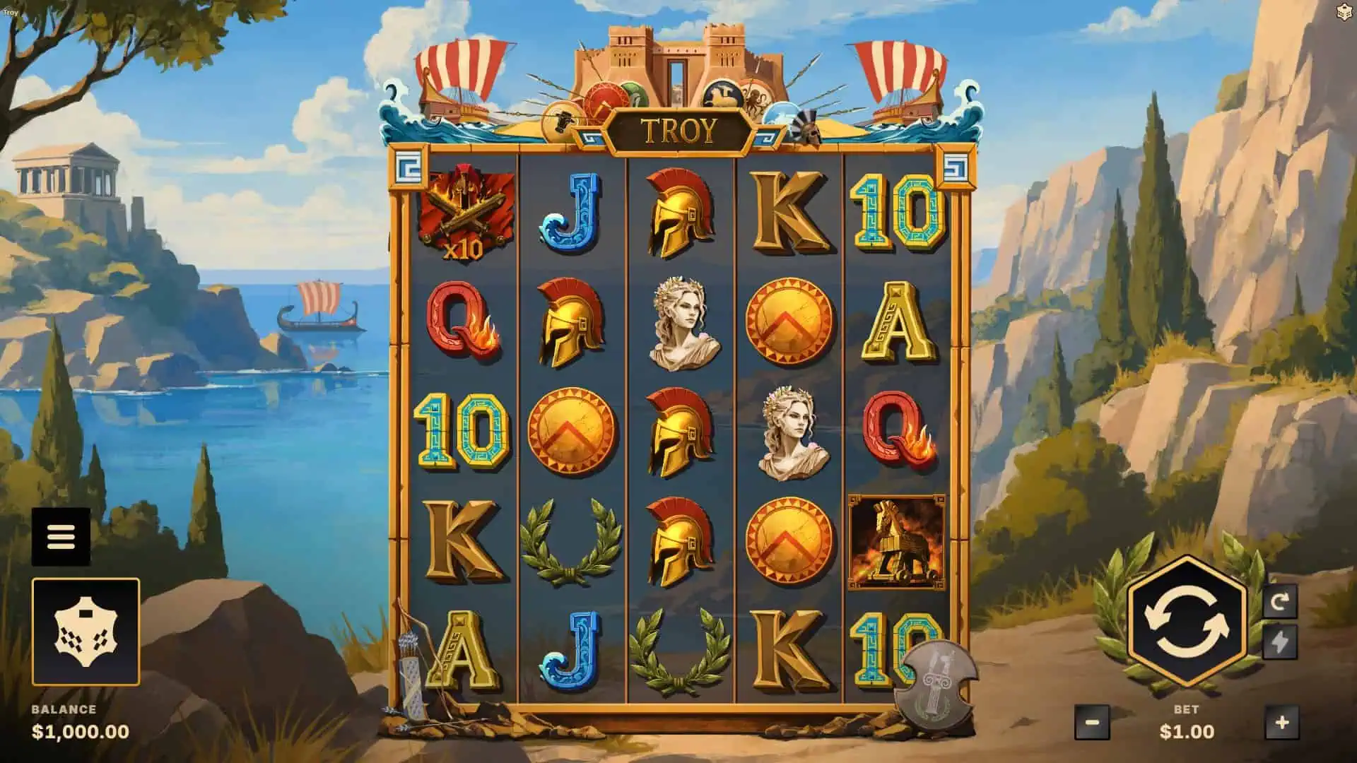 Troy slot gameplay reels