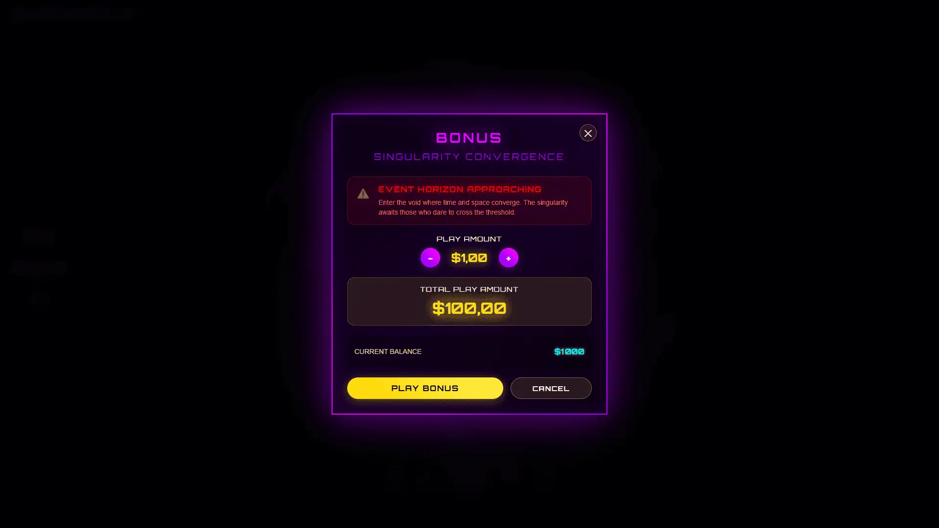 Blackhole bonus buy menu