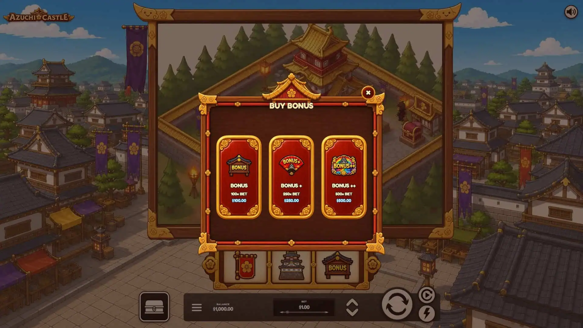 Azuchi Castle bonus buy menu