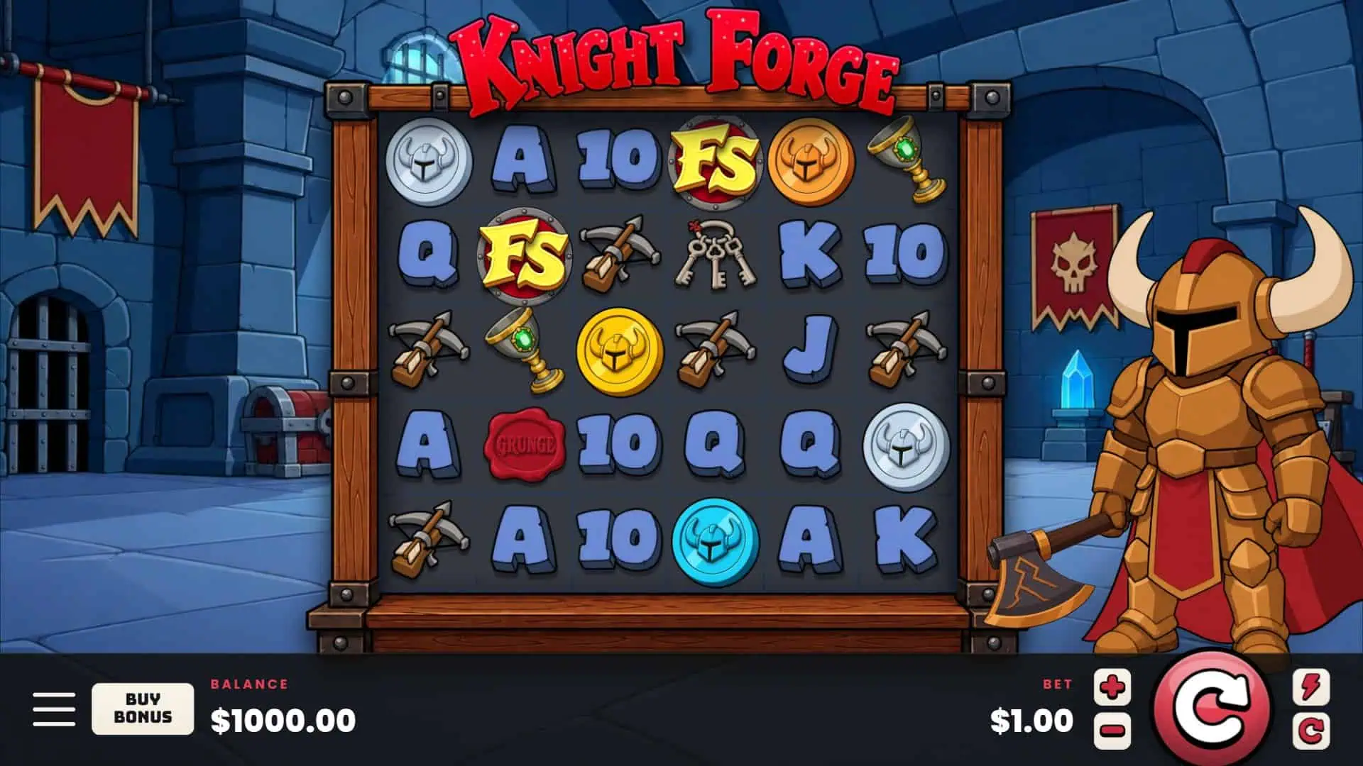 Knight Forge slot gameplay reels