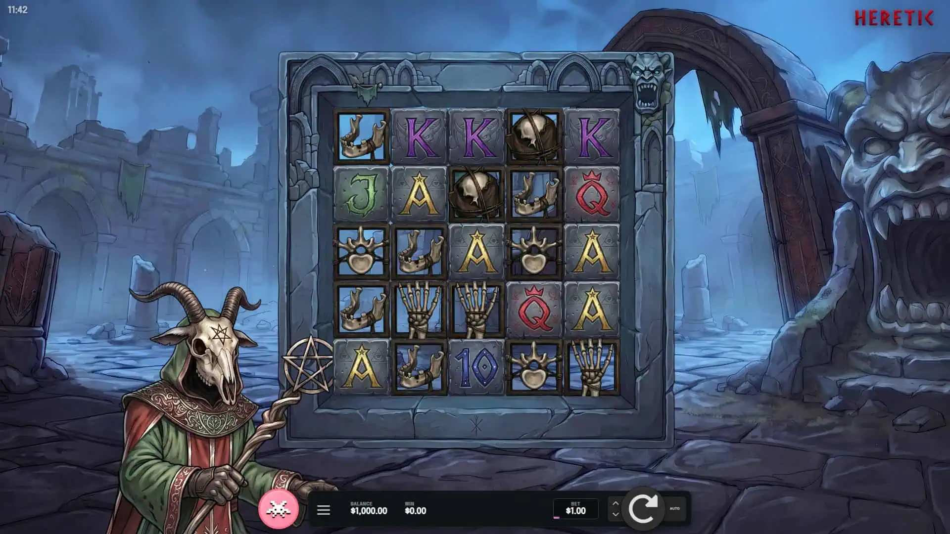 Heretic slot gameplay reels