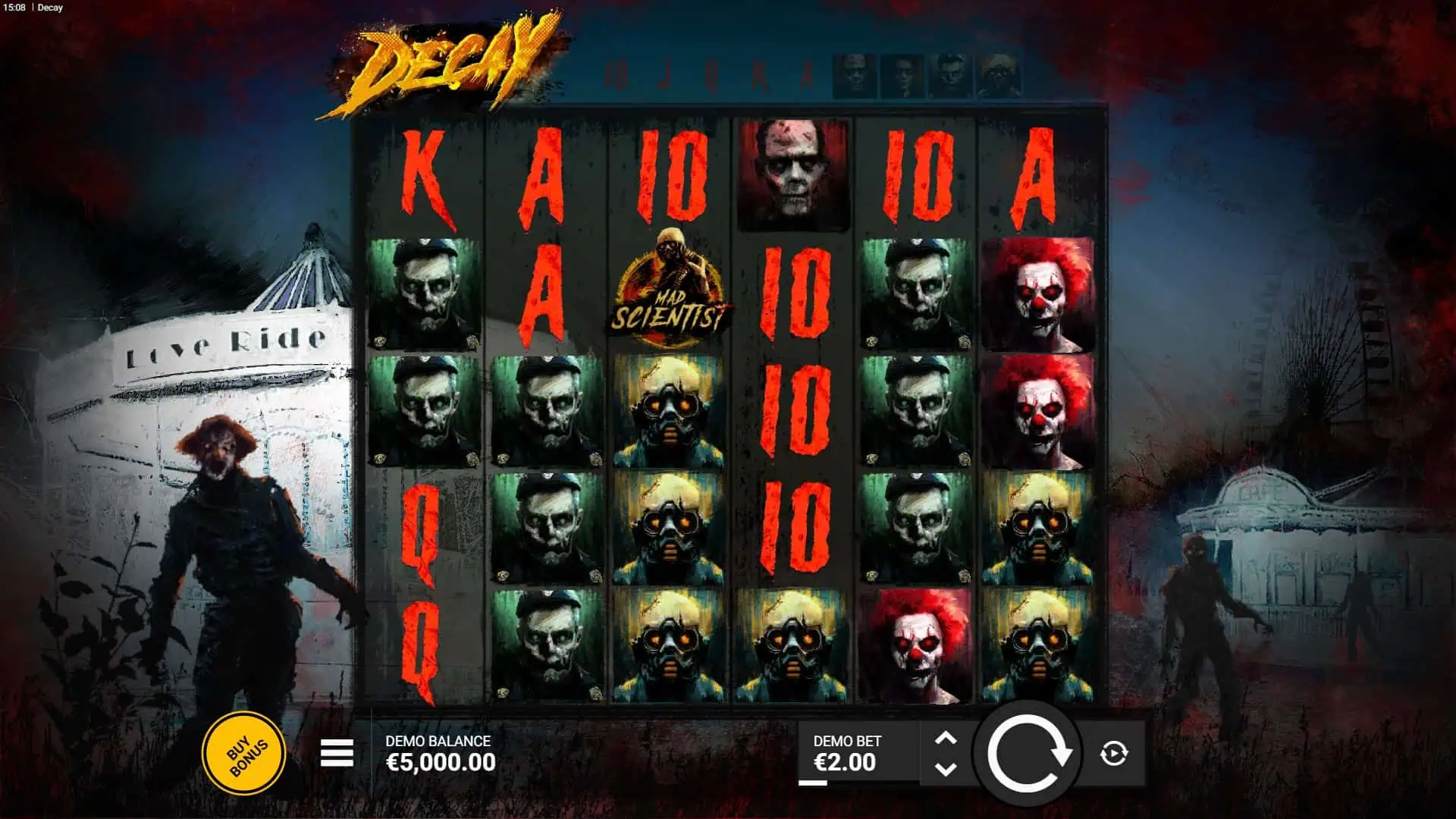 Decay slot gameplay reels