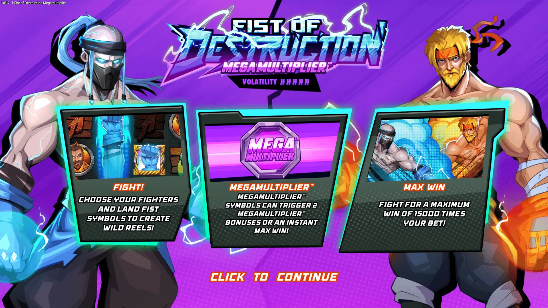 Fist of Destruction Megamultiplier slot intro screen