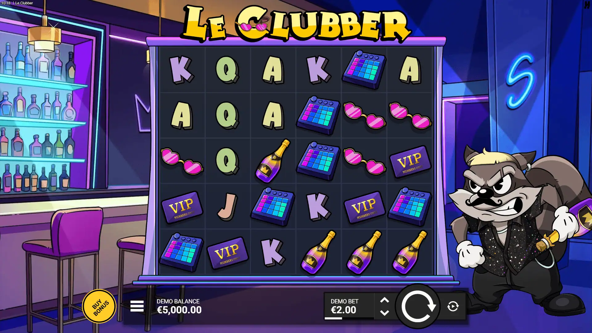 Le Clubber slot gameplay reels