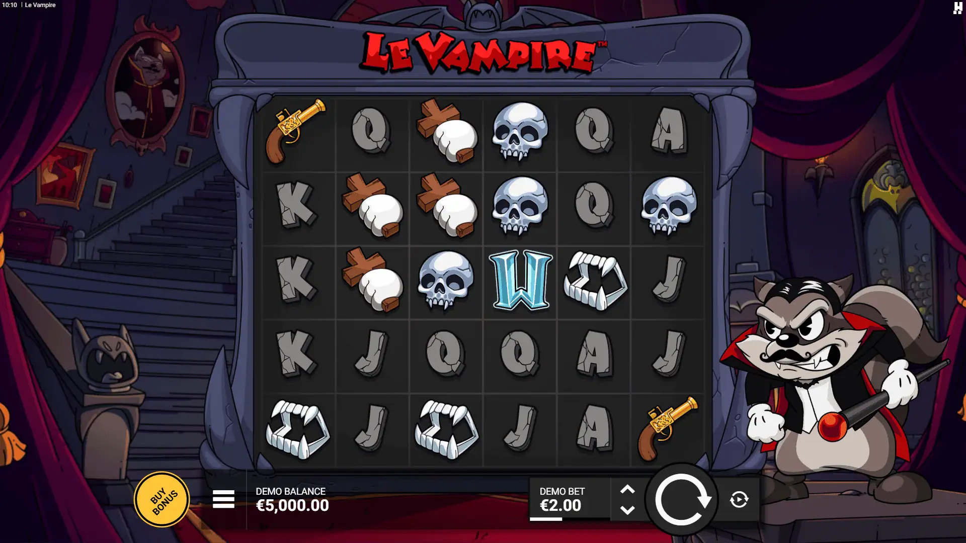 Le Vampire slot gameplay reels